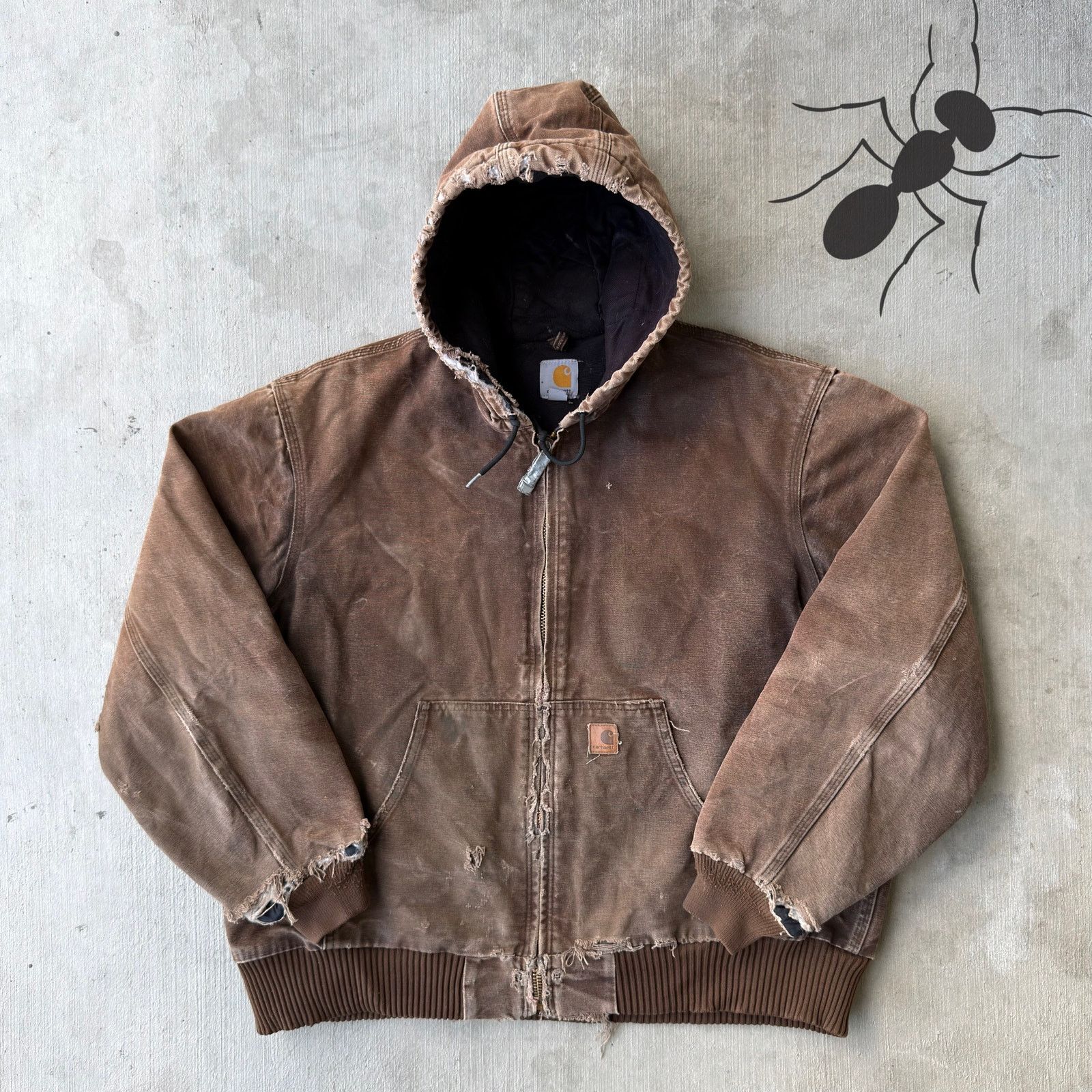 Carhartt × Vintage Vintage Y2K Carhartt J130 DKB brown hooded work wear jacket Size US XL / EU 56 / 4 - 1 Thumbnail