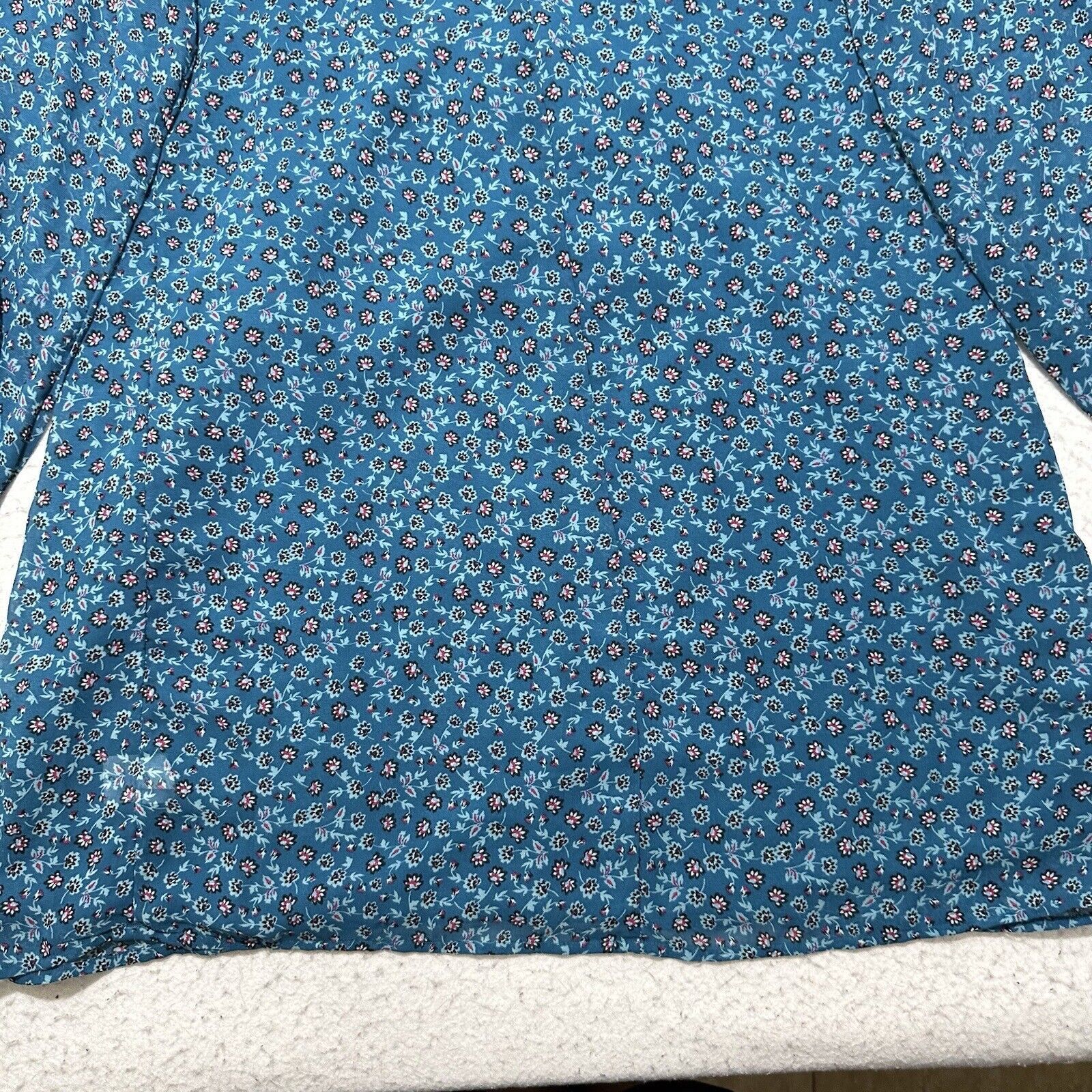 Other Time & Tru Medium Blue Colorful Floral V-Neck A-Line Dress Size M / US 6-8 / IT 42-44 - 8 Thumbnail