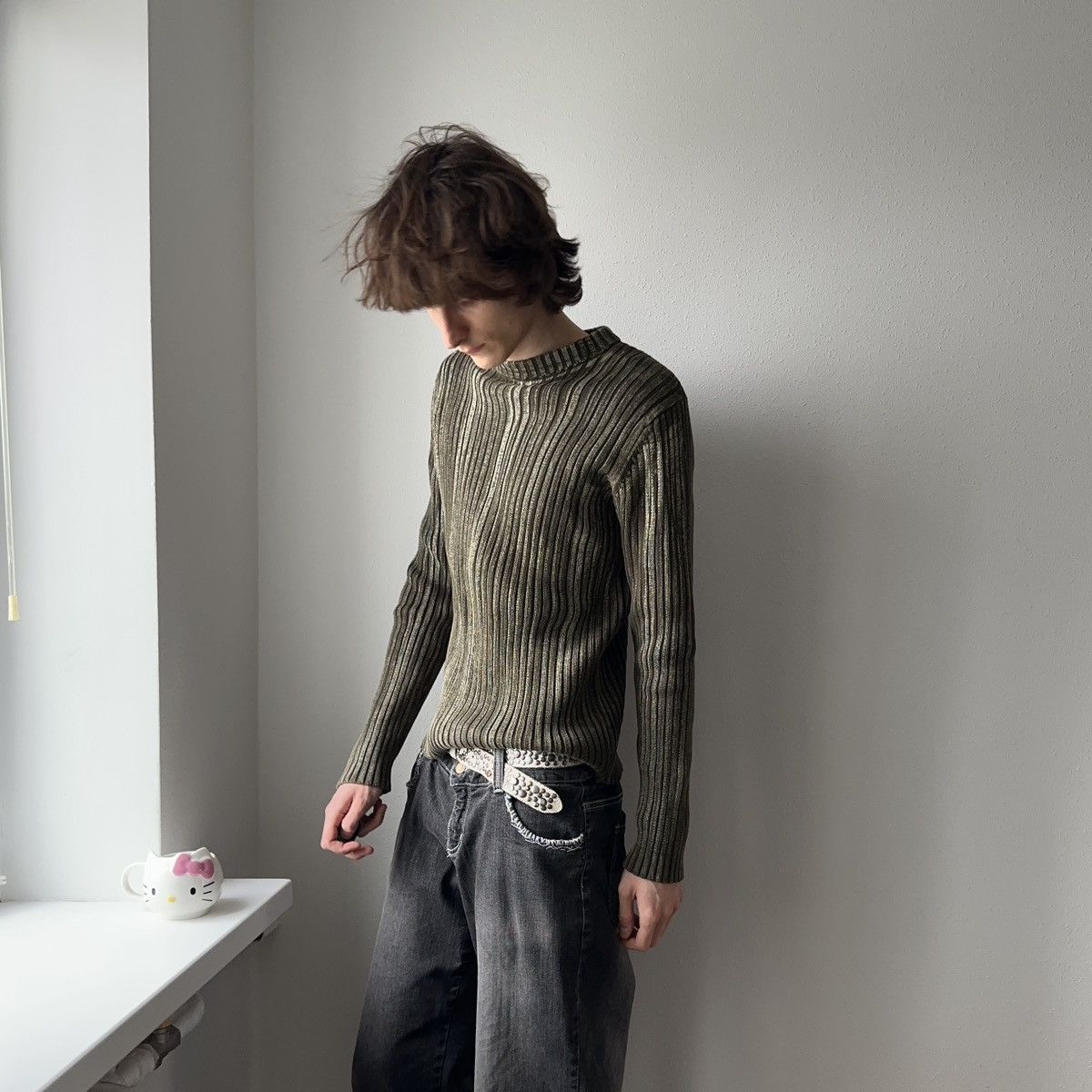 Hysteric Glamour × Undercover Japan Faded LGB Impala Vibe Knit Ribbed Sweater Size US XL / EU 56 / 4 - 3 Thumbnail