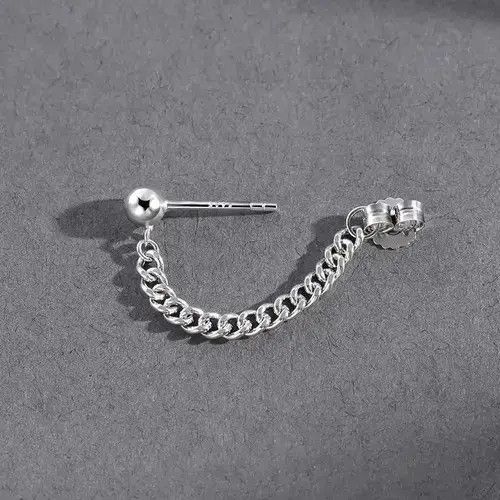 Other 925 Silver Plated Tassel Chain Dangle Drop Earrings for Men Size ONE SIZE - 3 Thumbnail