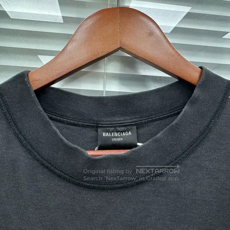 Balenciaga Balenciaga Washed black gray stitching raw edge short-slee Size US L / EU 52-54 / 3 - 4 Thumbnail