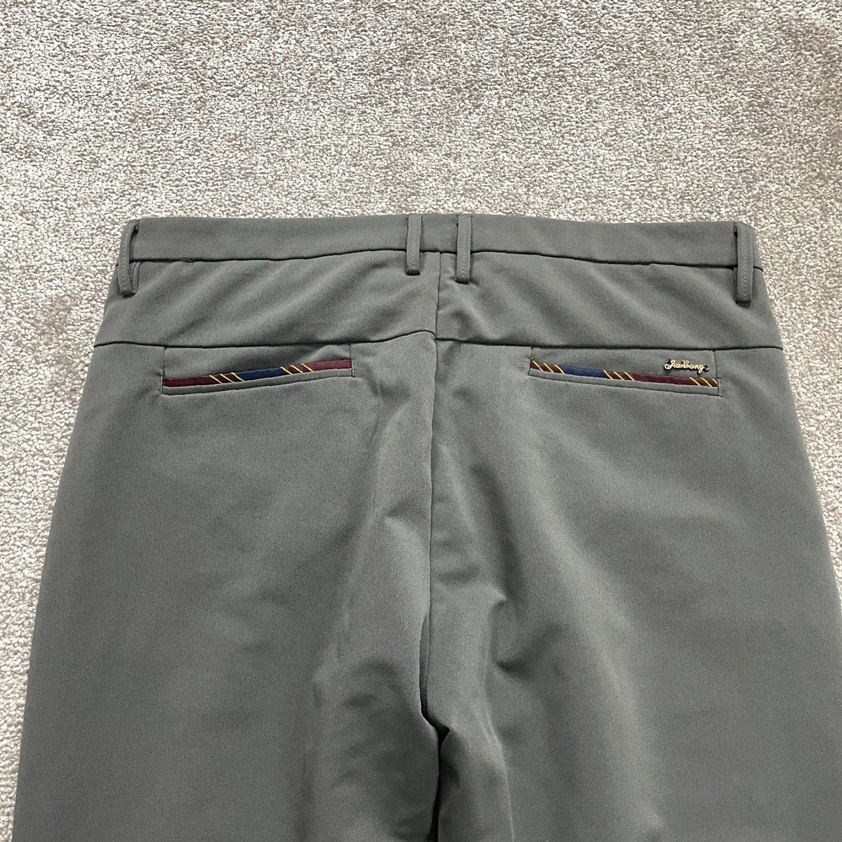 Vintage Plaid & Plain Dress Pants Mens 36x28 Gray Straight Leg Stretch Workwear Formal Shirt Size US 36 / EU 52 - 3 Thumbnail