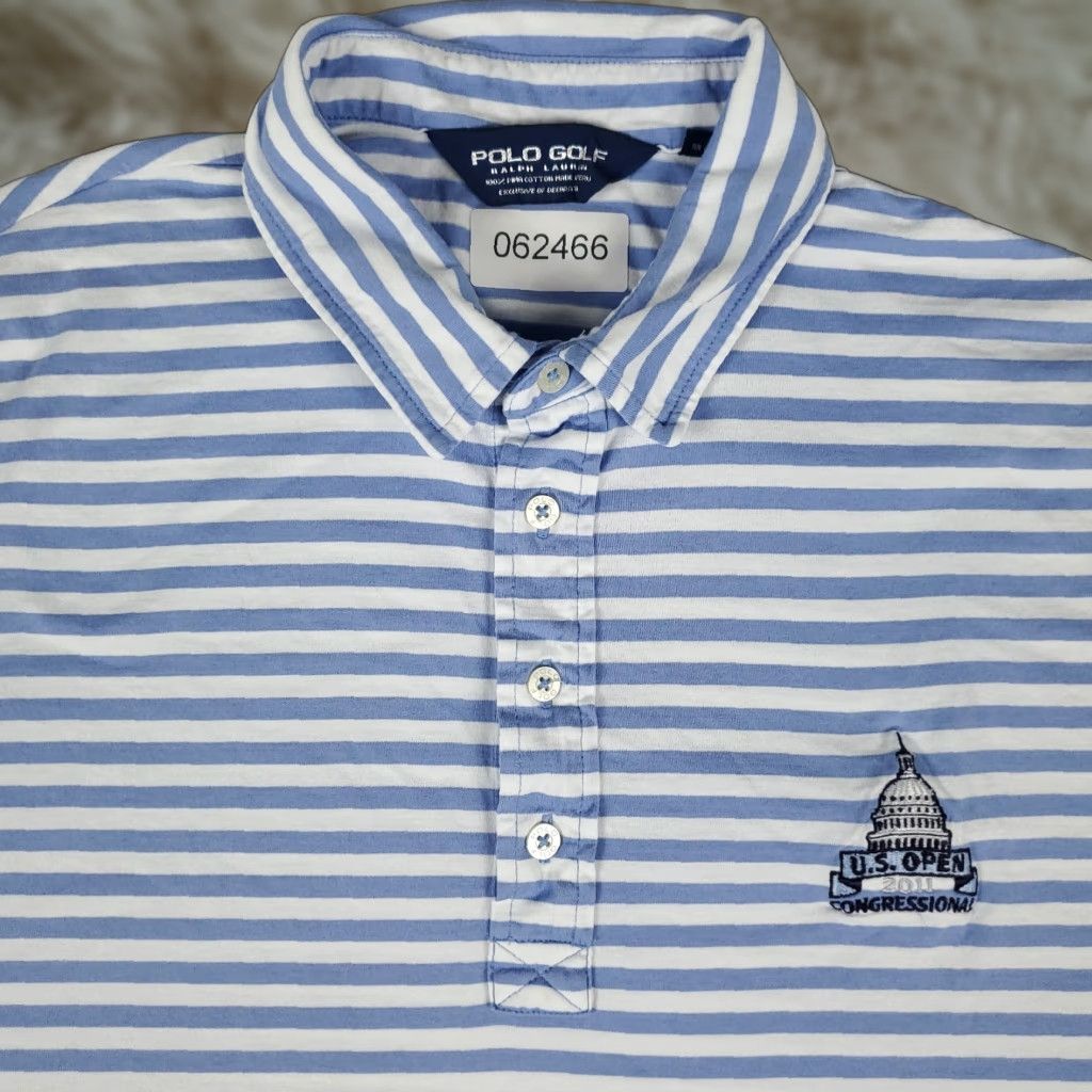 Ralph Lauren VINTAGE Ralph Lauren Polo Shirt Mens Large Blue Striped Short Sleeve Casual Baseball Golf Sports Size US L / EU 52-54 / 3 - 1 Thumbnail