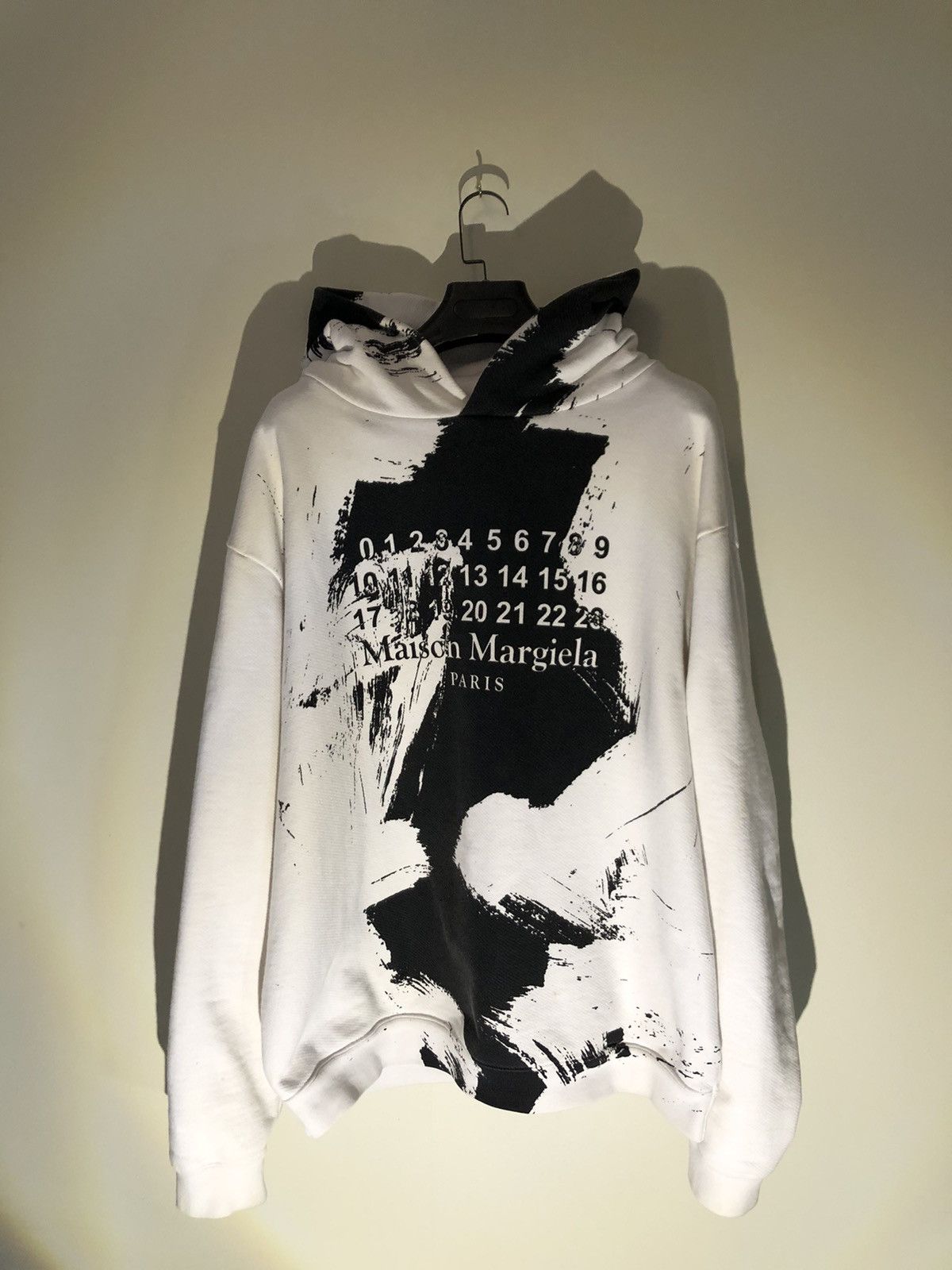 image of Maison Margiela Hoodie Paint Splatter in White, Men's (Size Medium)