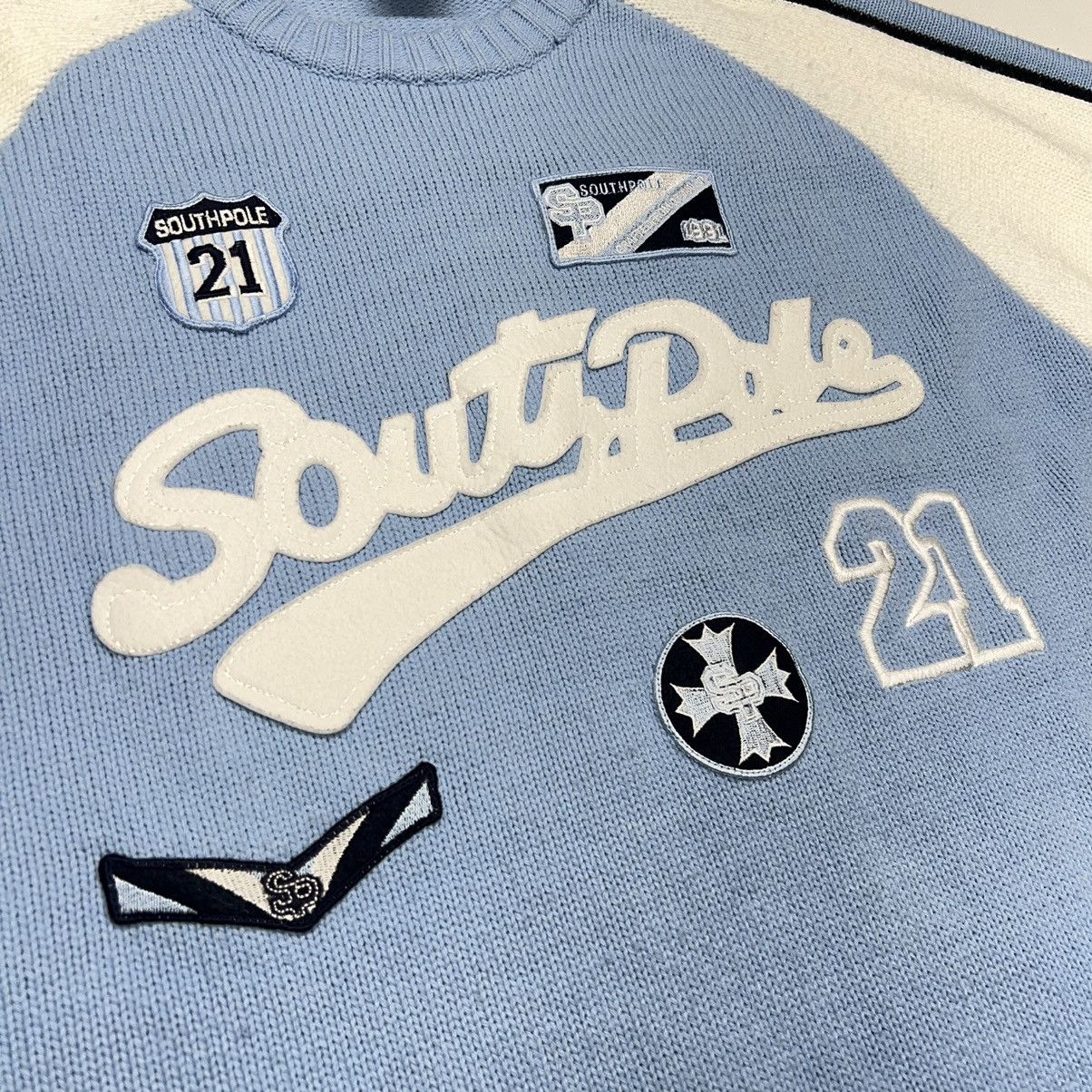 Southpole × Vintage VTG Southpole Sweater Blue White Crewneck Knit Patch Y2K Size US M / EU 48-50 / 2 - 5 Thumbnail