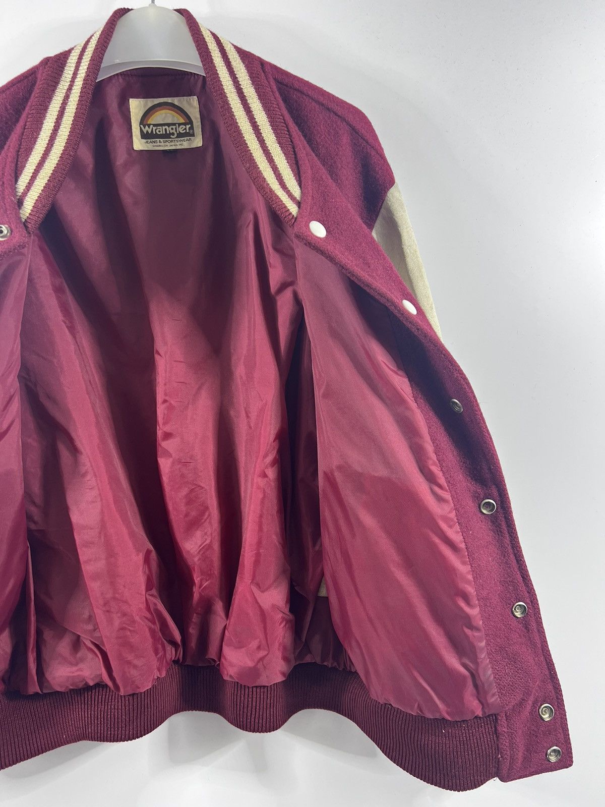 Vintage 🔥 Vtg 90's japan Wrangler Leather Sleeves Varsity Jacket Size US S / EU 44-46 / 1 - 9 Thumbnail