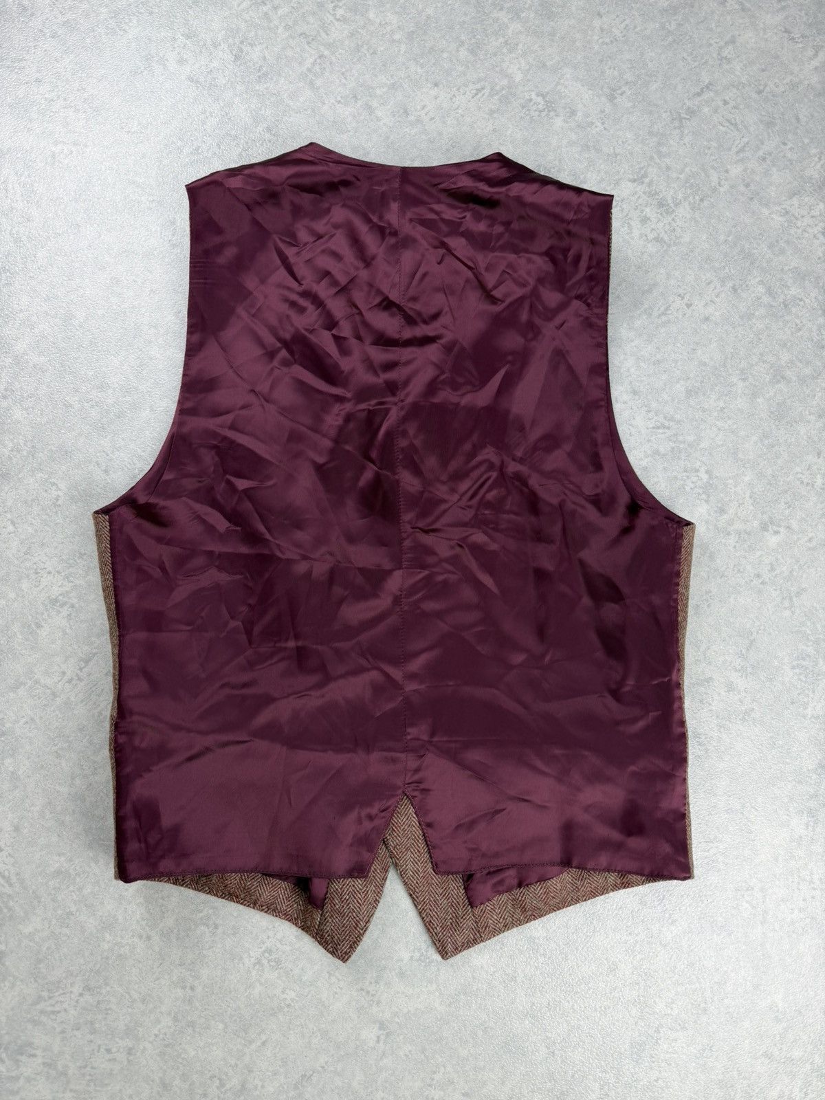 Other Tessitore Napoli Mens Wool Herringbone Vest Burgundy Size 42R - 6 Thumbnail