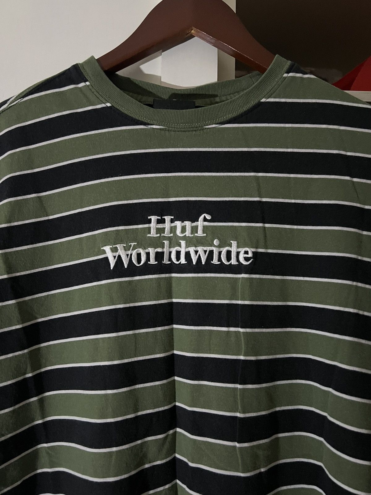 Huf HUF Worldwide Striped Logo Tee Size US M / EU 48-50 / 2 - 2 Thumbnail