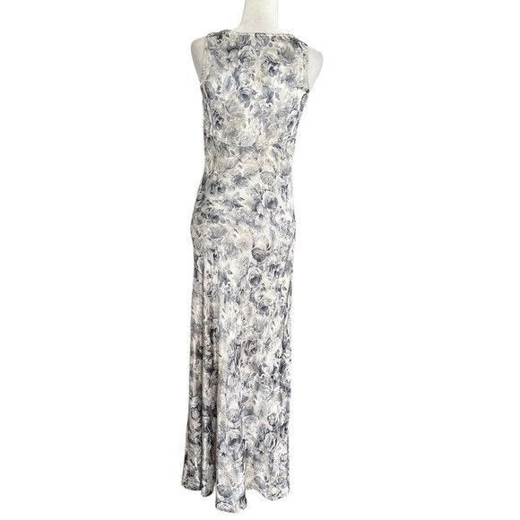 Other Vintage 90’s All that Jazz Silver Jacquard Floral Satin Maxi Size S / US 4 / IT 40 - 4 Thumbnail