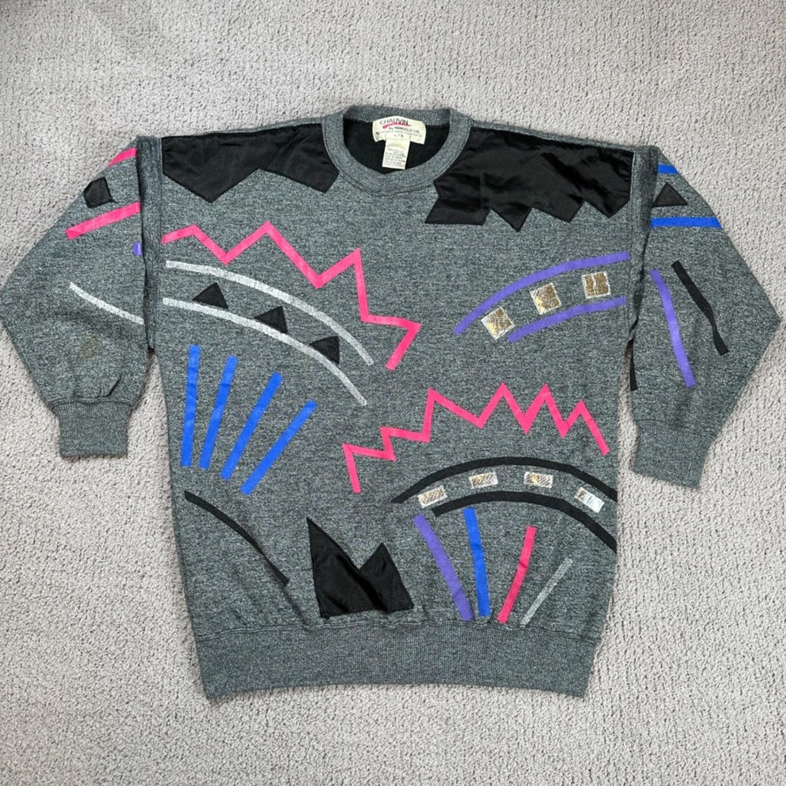 Other Vintage 80s 90s Abstract Graphic Sweatshirt Memphis Knit L Size US L / EU 52-54 / 3 - 1 Thumbnail