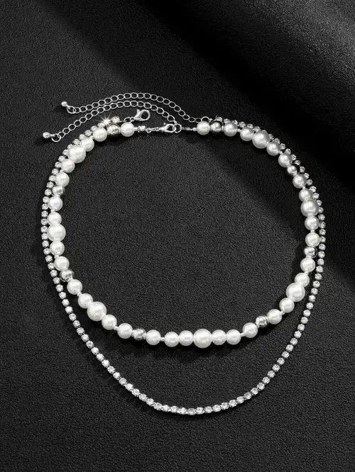Jewelry Retro Punk Vintage Glass Pearl Necklace Chain Size ONE SIZE - 2 Thumbnail
