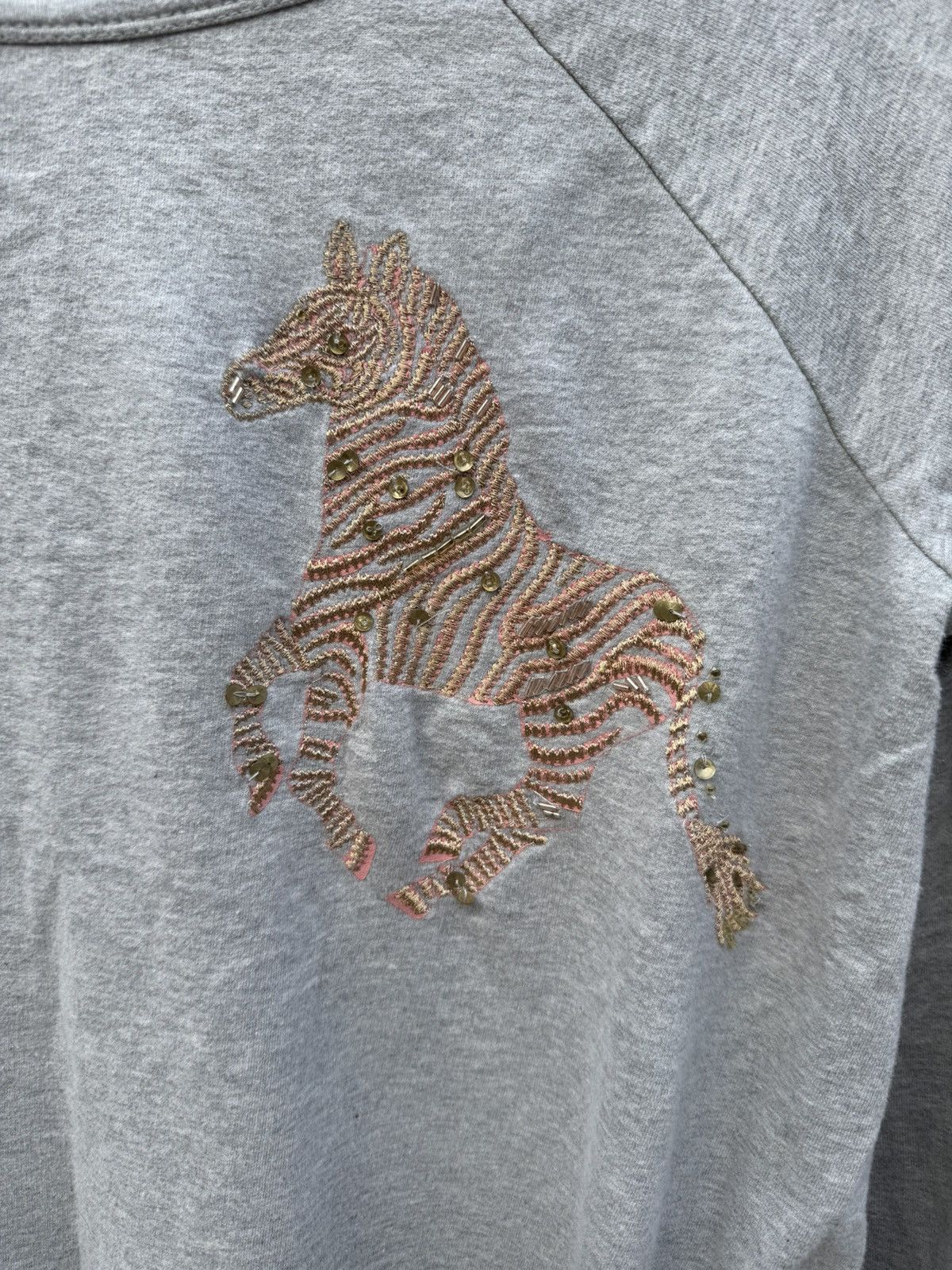 Other Crown & Ivy Zebra Embroidered Long Sleeve Top Gray Embellish Size M / US 6-8 / IT 42-44 - 3 Thumbnail