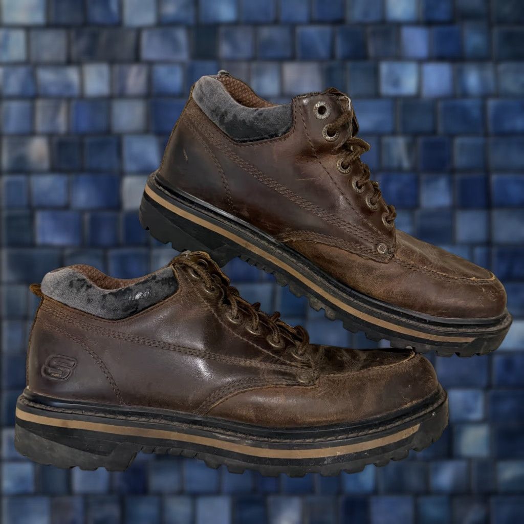 SKECHERS VINTAGE Skechers Mariner Brown Leather Boot Mens Size 9 Lace Up Utility Leather Upper Men Casual 90s Boots SN 4470 Size US 8 / EU 41 - 1 Thumbnail