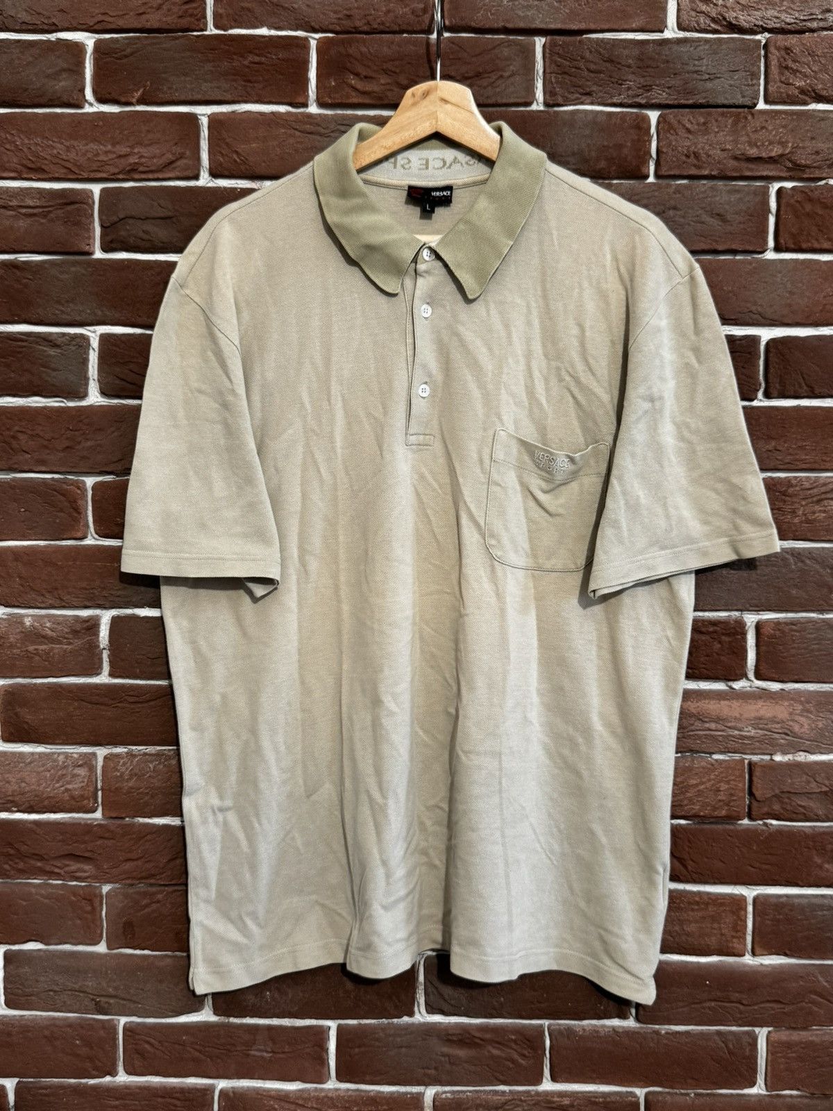 Versace × Versace Jeans Couture × Vintage Vintage Versace Sport Neck Logo Polo Rare Spellout Large Size US L / EU 52-54 / 3 - 1 Thumbnail
