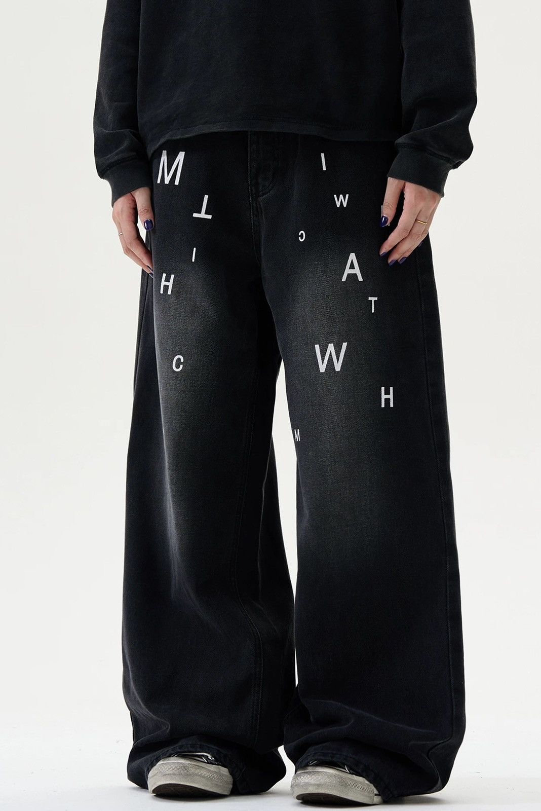 Japanese Brand × Vintage Outdoor retro punk faded letters loose fit jeans pants Size US 28 / EU 44 - 3 Thumbnail