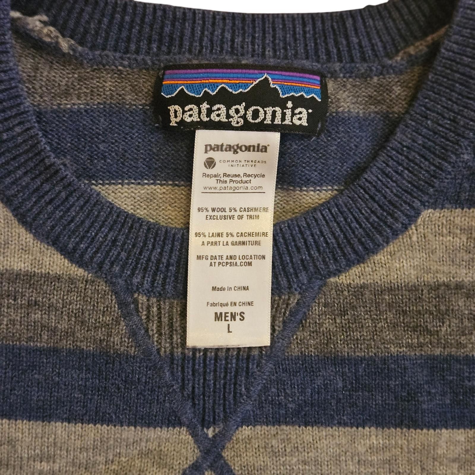 Patagonia Patagonia Men's L Striped Cashmere Blend Sweater Size US L / EU 52-54 / 3 - 3 Thumbnail