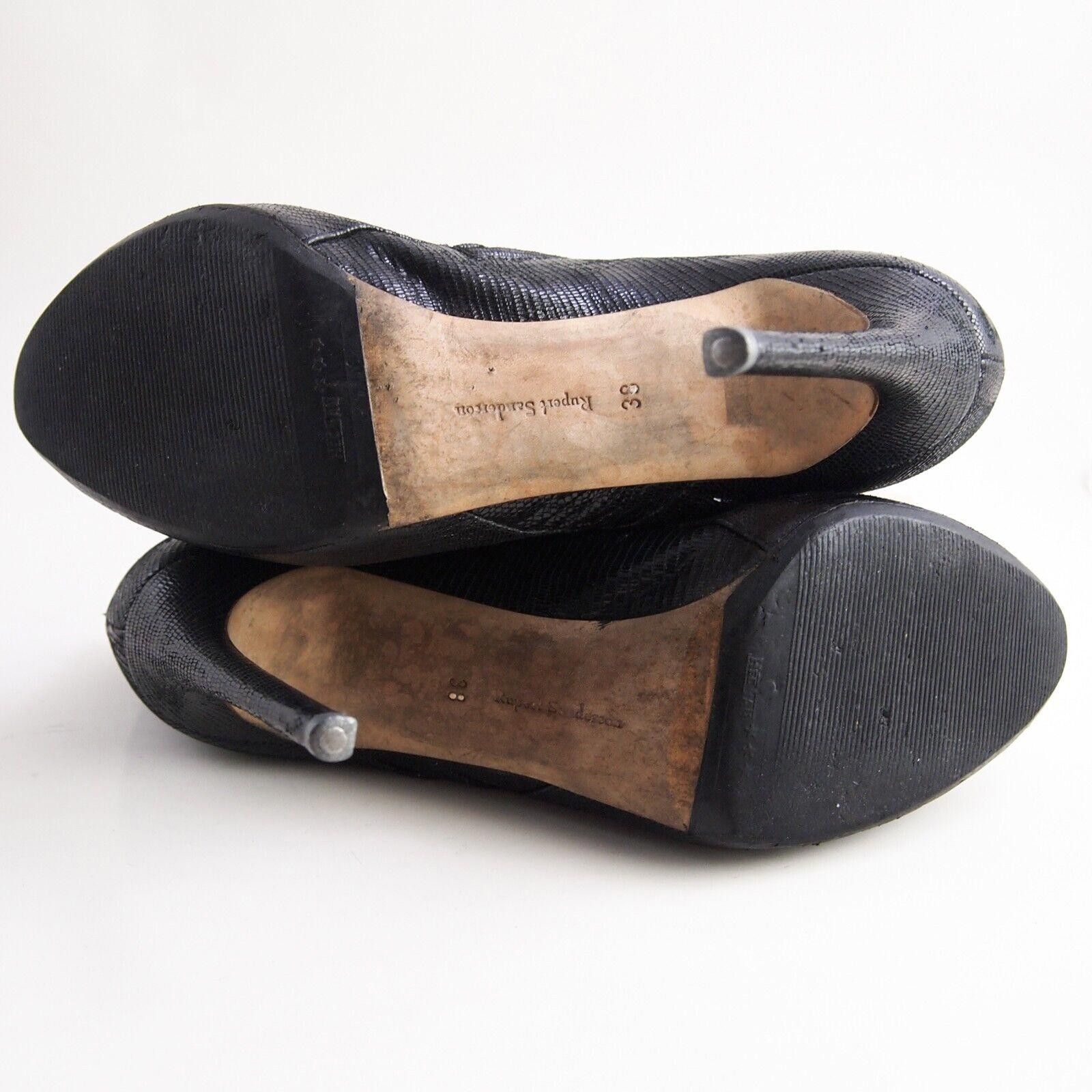 Designer Rupert Sanderson Booties Heel Black Leather US 8 EU 38 Size US 8 / IT 38 - 6 Thumbnail