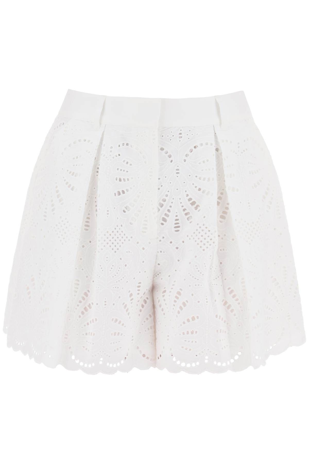 image of Self Portrait Lace Sangallo Shorts For in Bianco, Women's (Size 26)