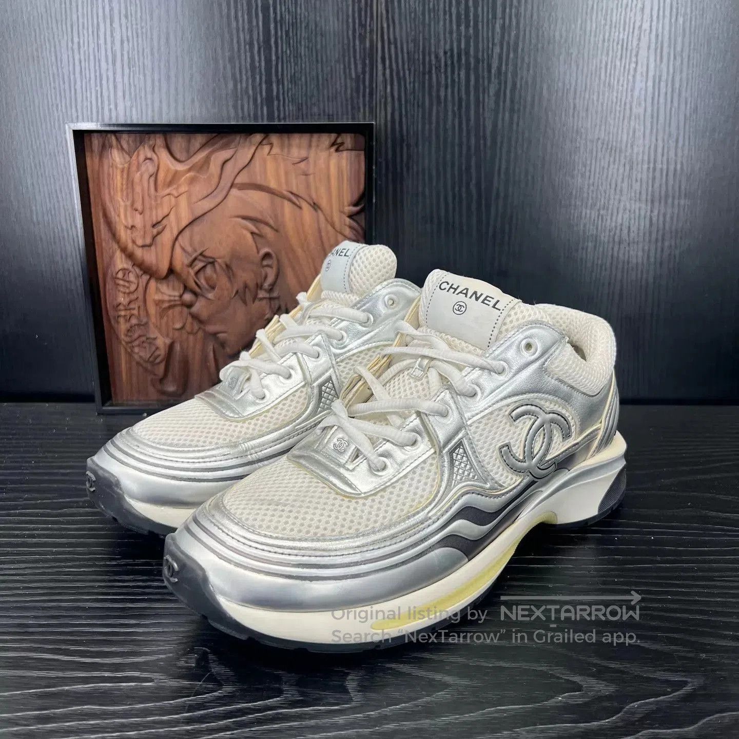 Chanel Silver Low-Top Sneakers Size 8. Size US 8 / EU 41 - 1 Thumbnail