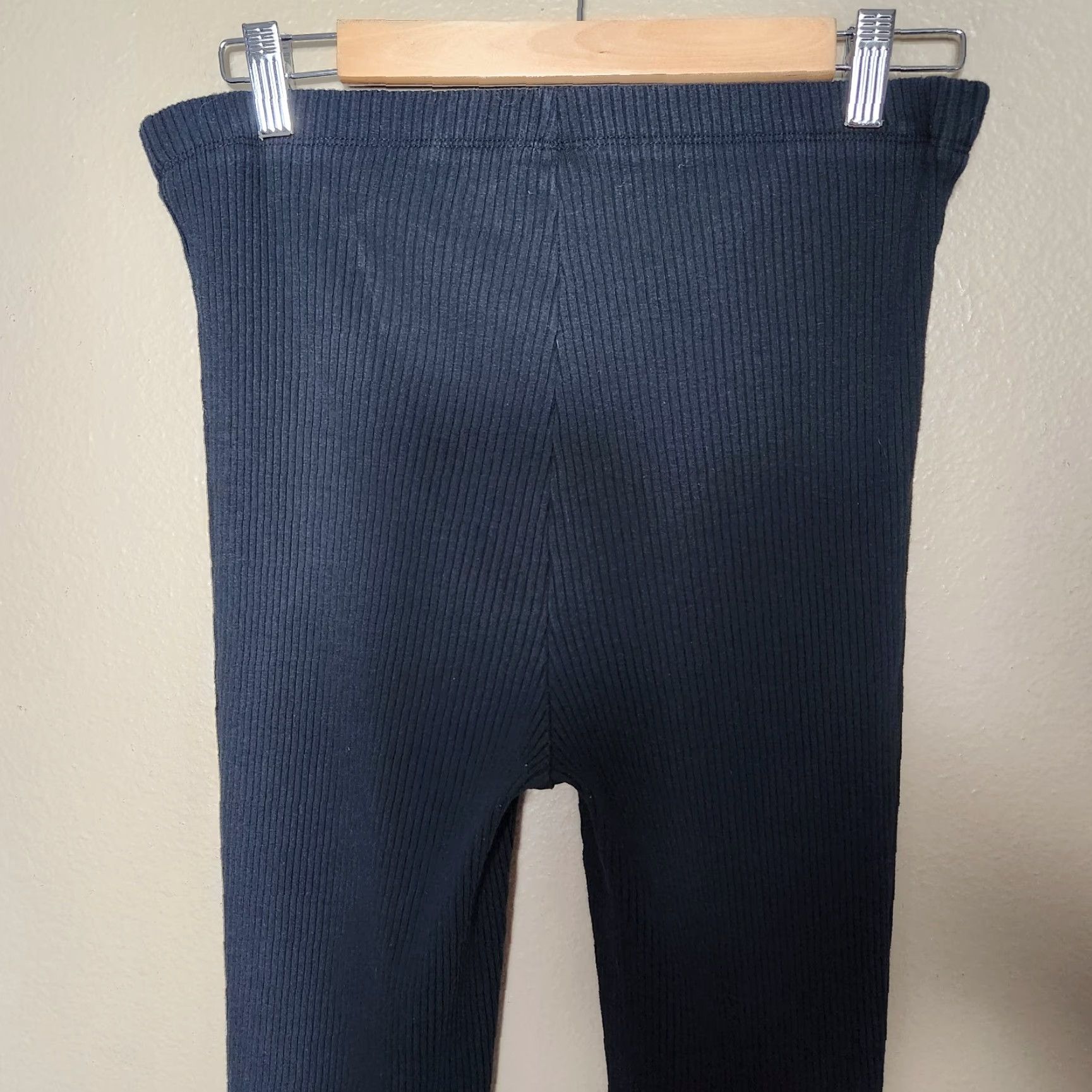 Vintage Aerie Womens Black High Rise Ribbed Flare Knit Pants |L| Size 36" / US 14 / IT 50 - 5 Thumbnail