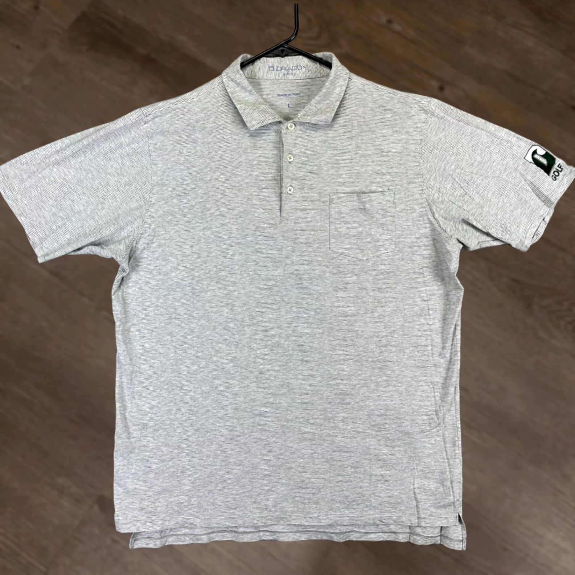 Vintage B. Draddy Shirt Polo Mens Large Grey Striped Pima Cotton Golf Rugby breathable Lightweight Short Sleeve Shirt Mens Size US L / EU 52-54 / 3 - 1 Thumbnail