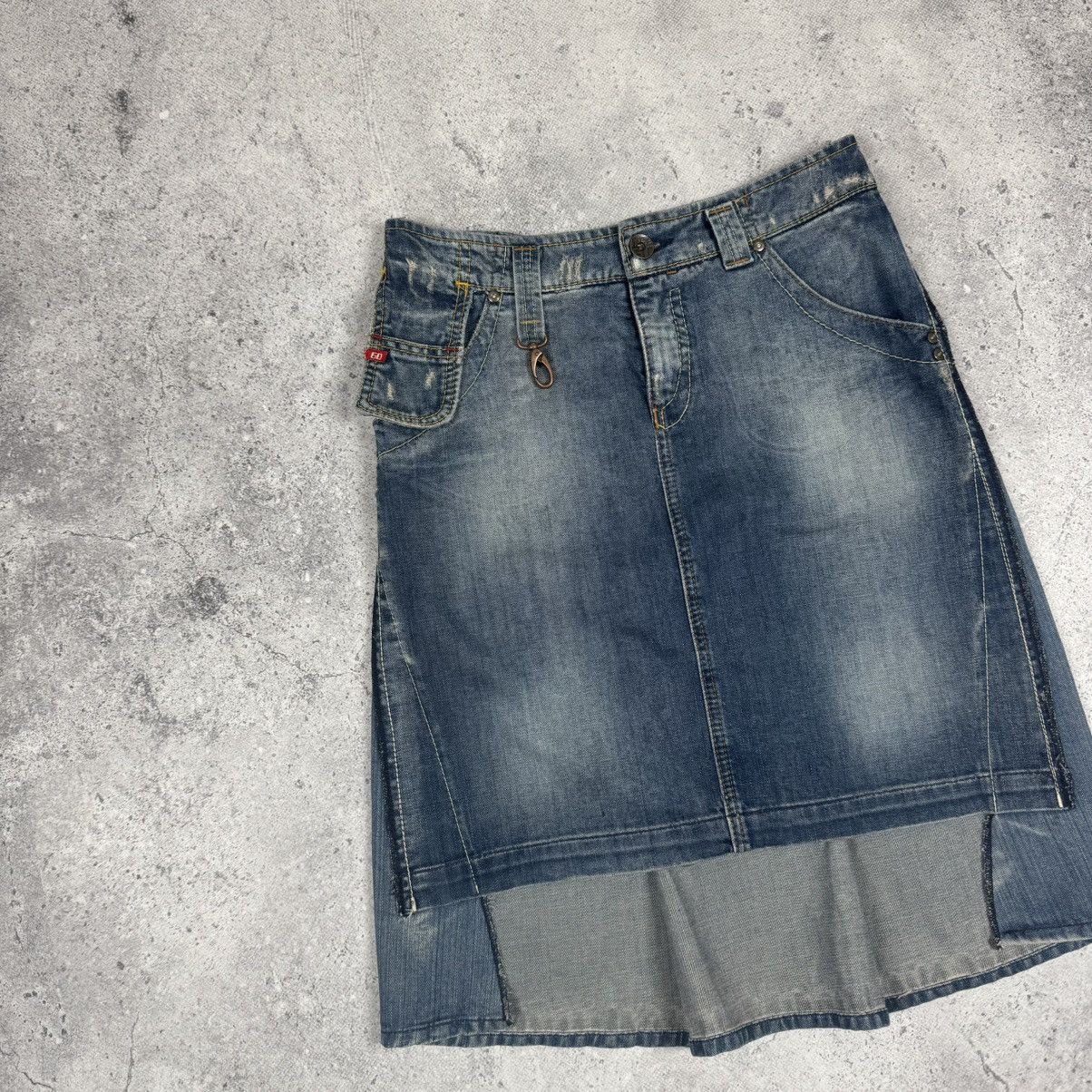 Miss Sixty Vintage Miss Sixty Y2K Avant Garde 00a Denim Midi Skirt Size 26" / US 2 / IT 38 - 4 Thumbnail