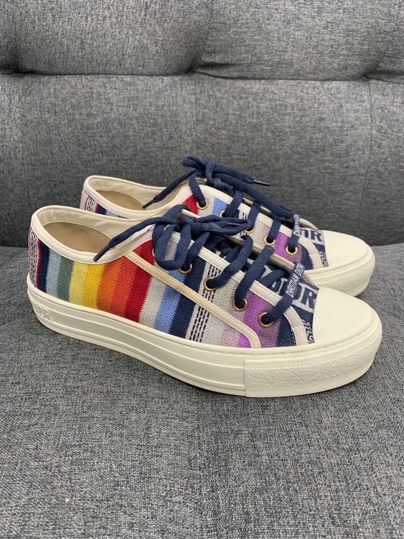 Dior Dior Size 37.5 Rainbow color block canvas lace-up casual s Size US 5 / EU 37 - 2 Thumbnail