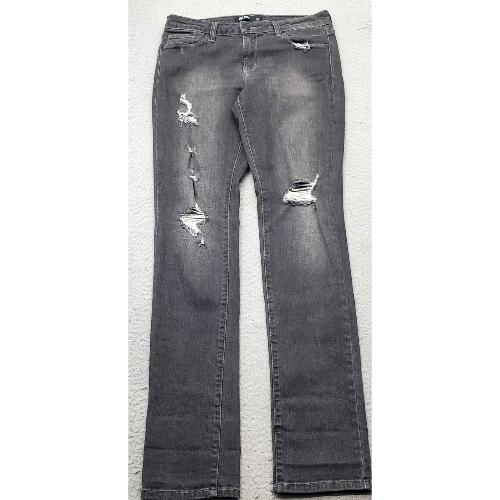 Denime JUST BLACK Skinny Jeans Womens 30 Denim Gray Distressed Ripped Faded USA Made Casual Everyday Caro: Womens Size 30 Gray Jeans Size 30" / US 8 / IT 44 - 2 Thumbnail