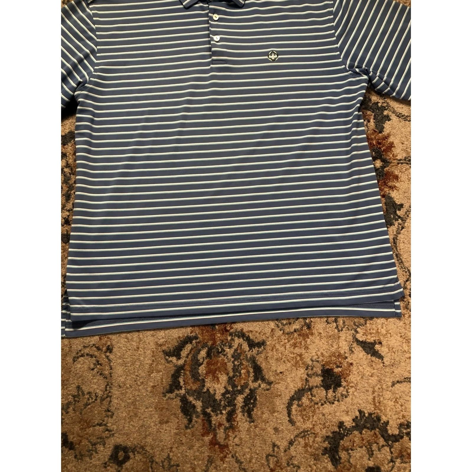 Peter Millar Peter Millar Summer Comfort Polo Shirt Mens L Blue Stripe Performance Golf Shirt Size US L / EU 52-54 / 3 - 5 Thumbnail
