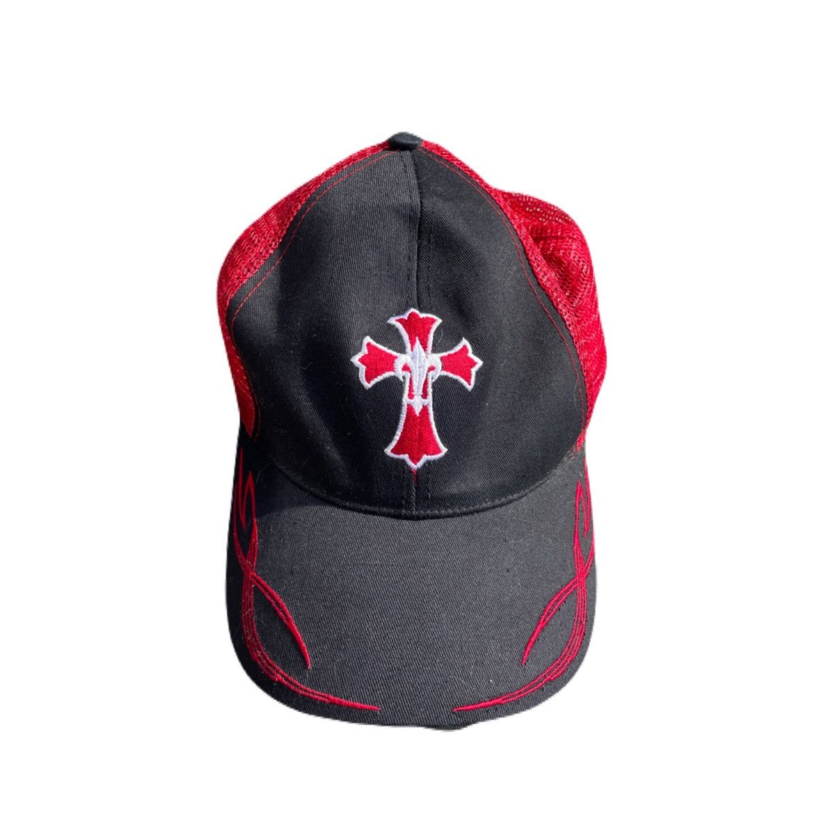 If Six Was Nine 2000s Japanese archive Cross Design Embroidery Meshcap Y2K Size ONE SIZE - 3 Thumbnail