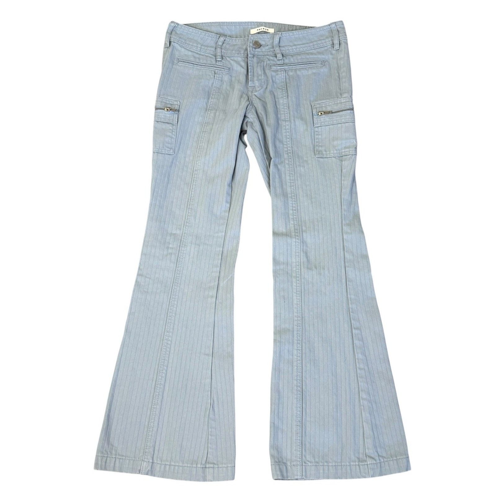 Pacsun PACSUN Low Rise Cargo Ribbed Denim Flare Jeans Size 26 NEW Size 26" / US 2 / IT 38 - 2 Thumbnail