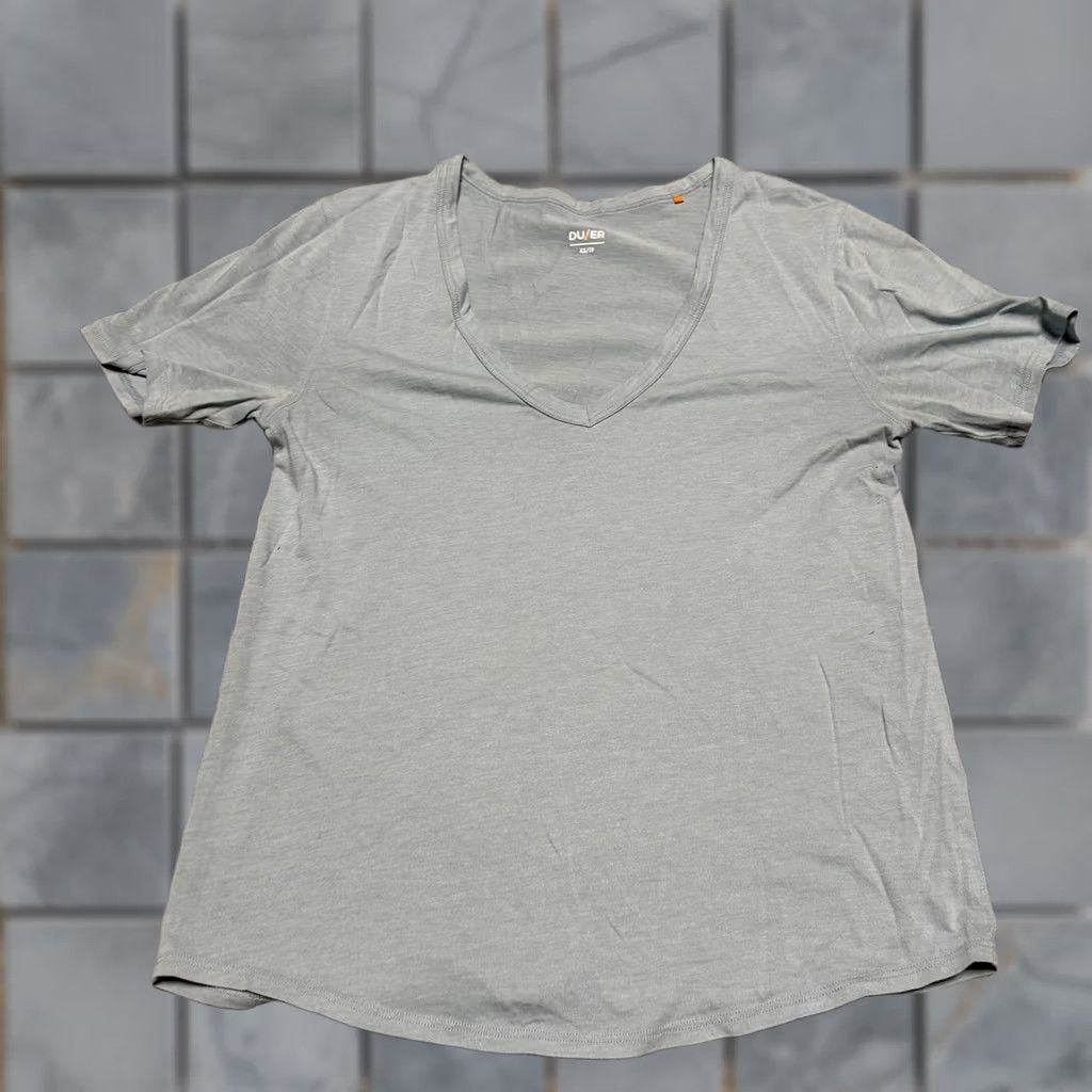 Vintage DU/ER DUER Shirt XS Blue Everyday Summer Casual Cotton V Neck Womens Size XS / US 0-2 / IT 36-38 - 1 Thumbnail