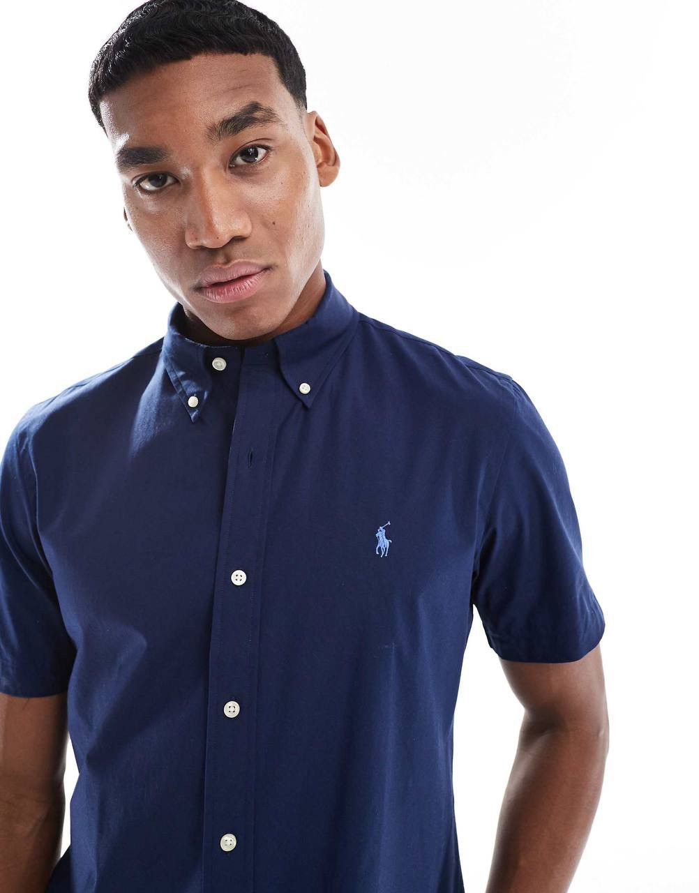 Polo Ralph Lauren 💙 Ralph Lauren Custom Fit Short Sleeve Shirt Navy Blue Size US L / EU 52-54 / 3 - 3 Thumbnail
