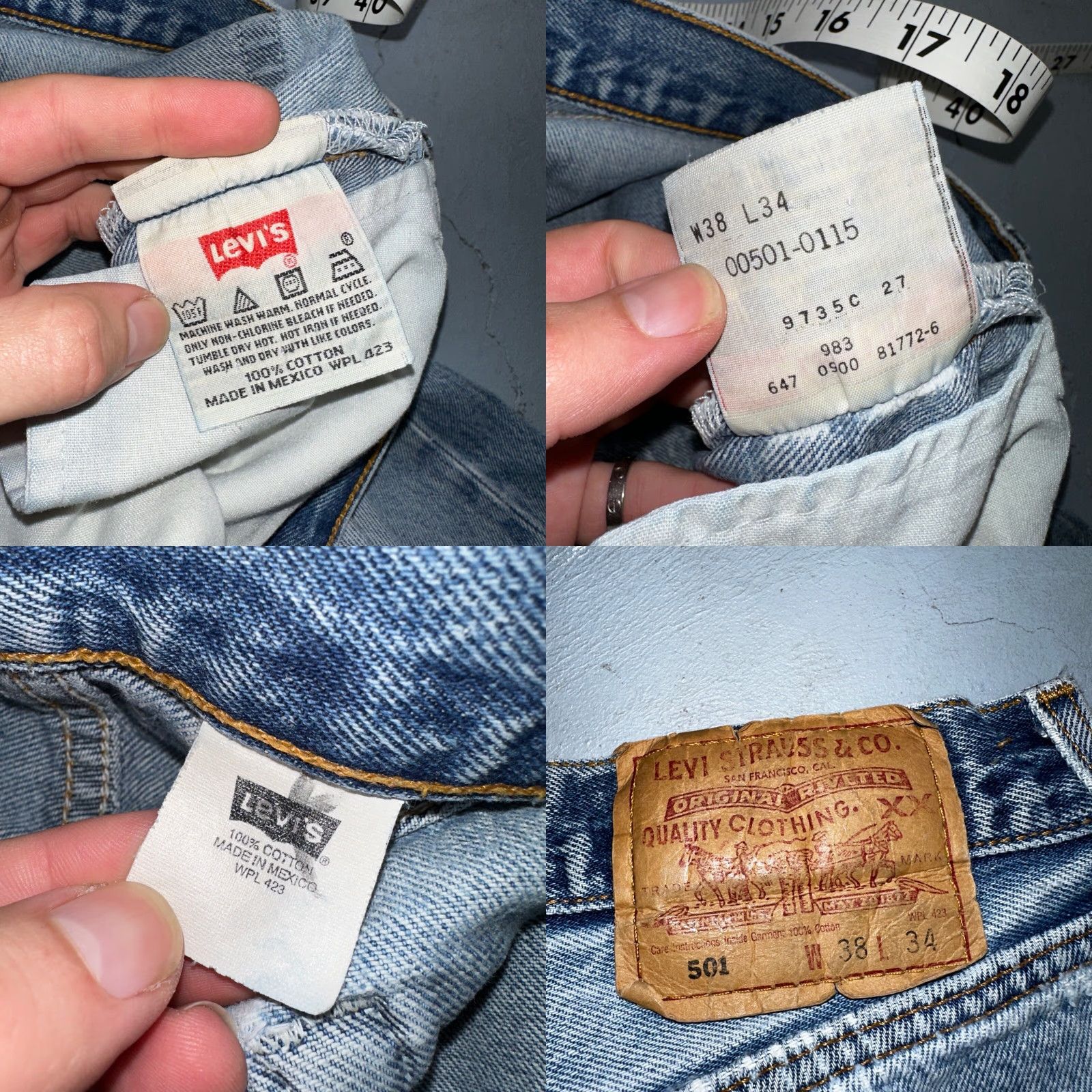 Levi's Levi's 501 Jeans Vintage 90s Straight Leg Light Wash Blue 38x34 Men Regular Maison? Size US 38 / EU 54 - 9 Thumbnail