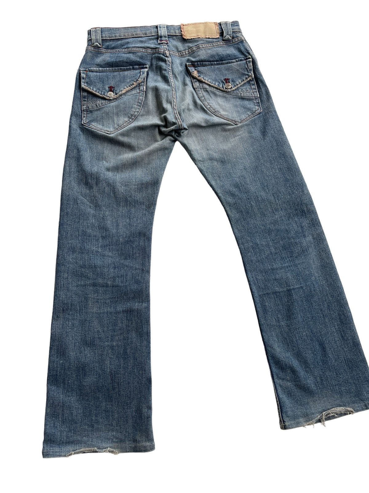 Japanese Brand Vintage Blue Way Flare Distressed Denim Size US 31 - 4 Thumbnail
