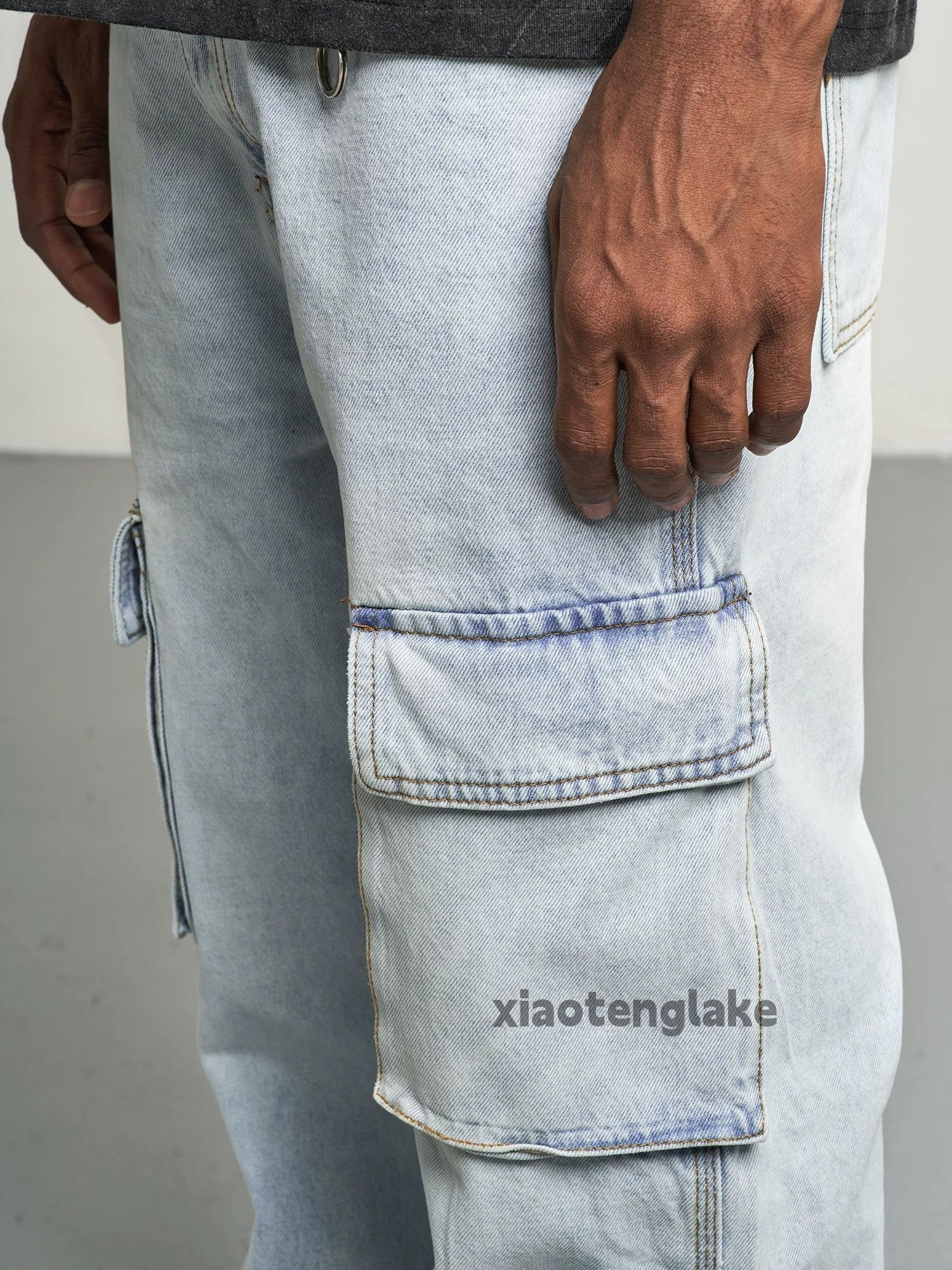Jean × Vintage washed faded skate hiphop cargo loose baggy jeans Size US 32 / EU 48 - 6 Thumbnail