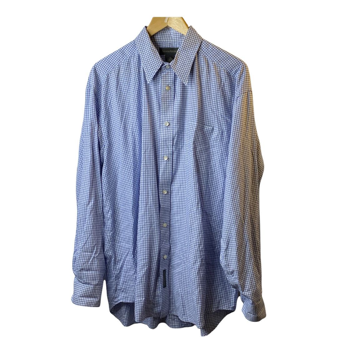 Banana Republic Banana Republic Blue Check Button Up Long Sleeve Shirt Large Size US L / EU 52-54 / 3 - 1 Thumbnail