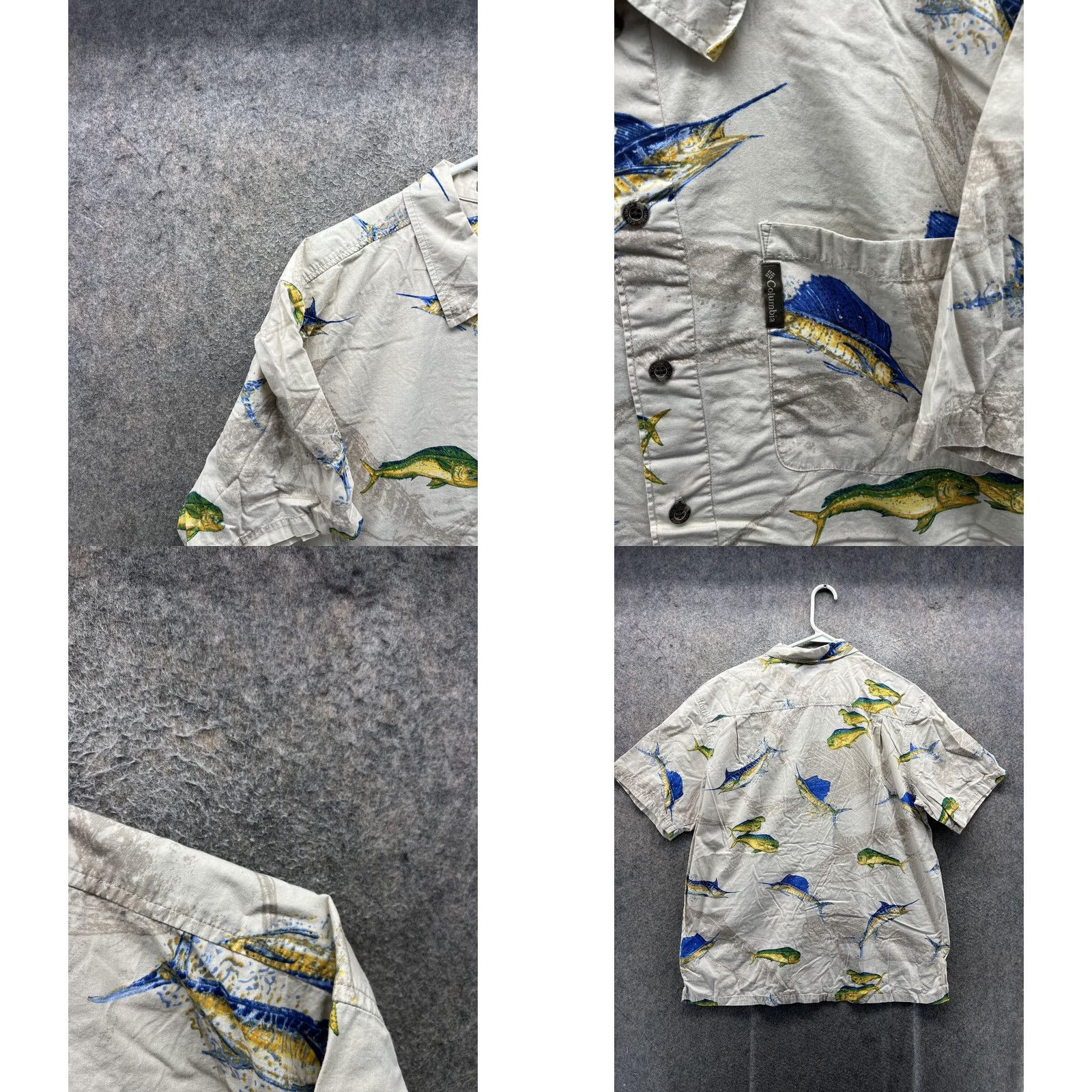 Vintage Columbia Shirt Mens XL Beige Fish Graphic Short Sleeve Button Front Fishing VTG Size US XL / EU 56 / 4 - 8 Thumbnail