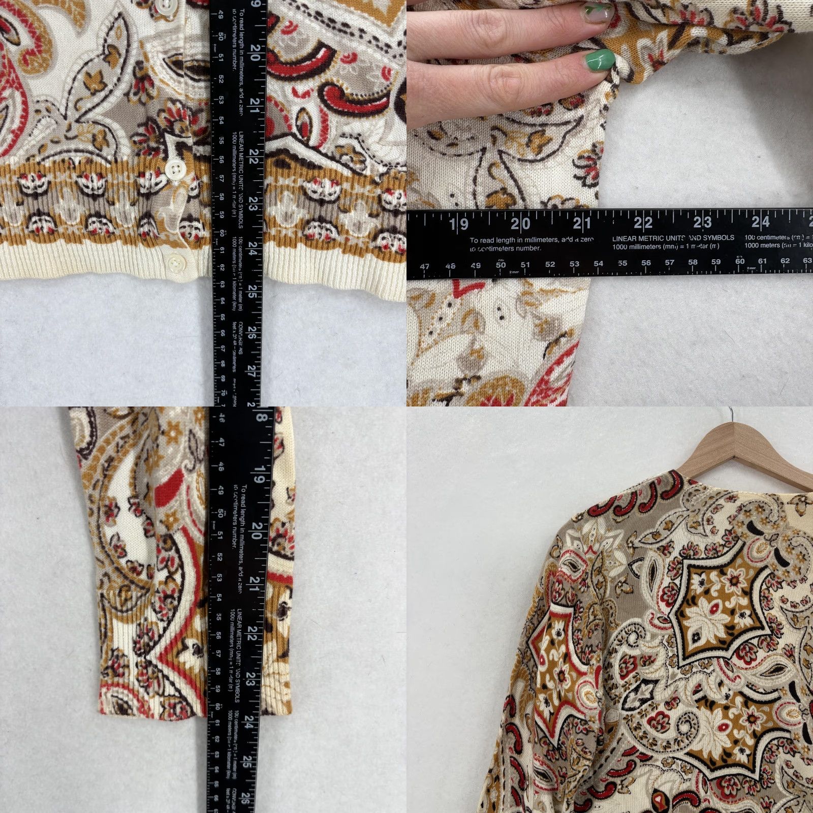Croft & Barrow Croft & Barrow Cardigan Sweater Womens Large Multicolor Paisley 100% Cotton Boho Knit Slim Crew Neck Long Sleeve Casual Size L / US 10 / IT 46 - 8 Thumbnail