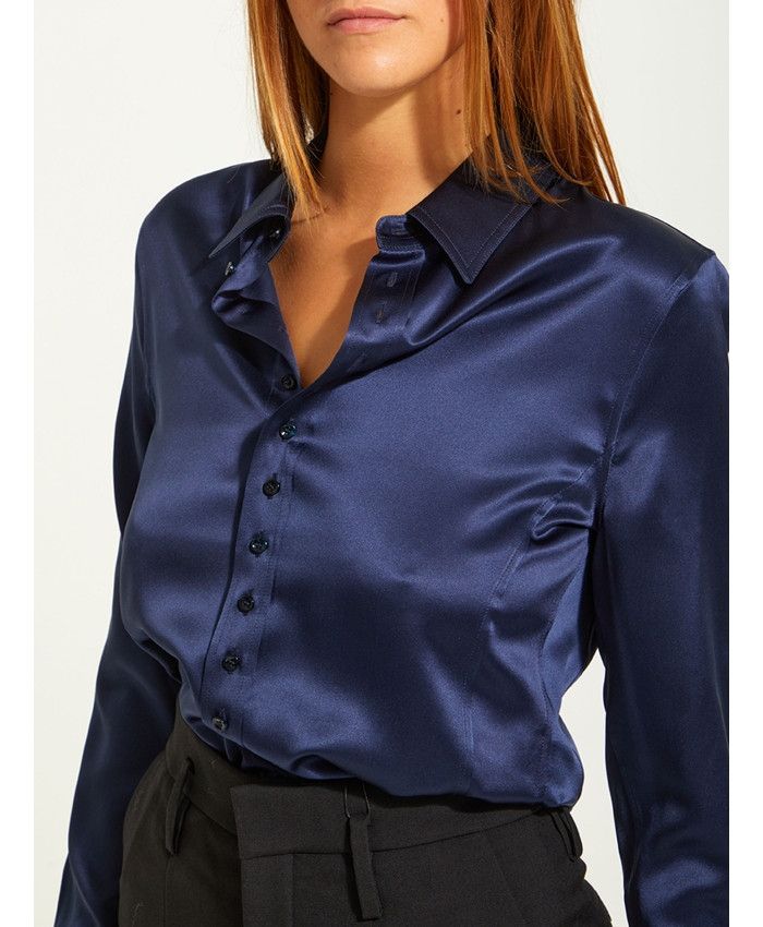 Saint Laurent Paris o1bcso1str0924 Fitted Shirtt in Blue Size US XXS / EU 40 - 4 Thumbnail