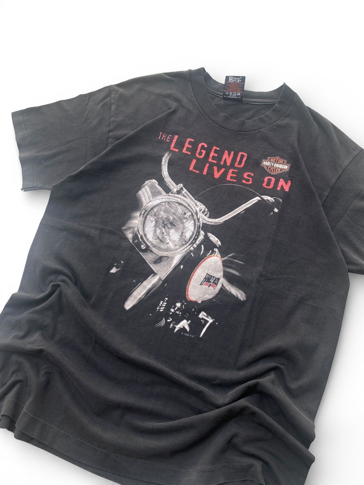 Harley Davidson Rare Vintage 1996 Harley Davidson Motorcycle Tshirt Faded Size US L / EU 52-54 / 3 - 3 Thumbnail