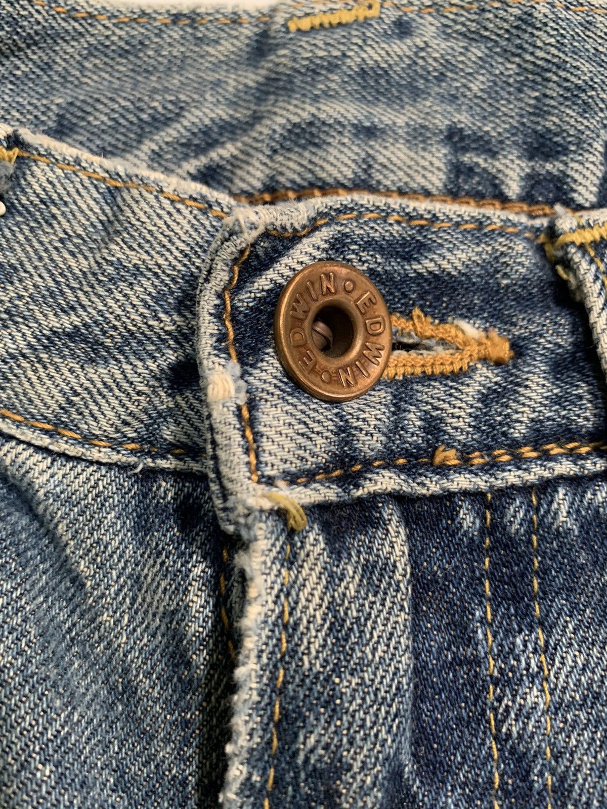 Kapital VINTAGE EDWIN 505 SELVEDGE BAGGY DISTRESSED JAPANESE DENIM Size US 29 - 16 Thumbnail