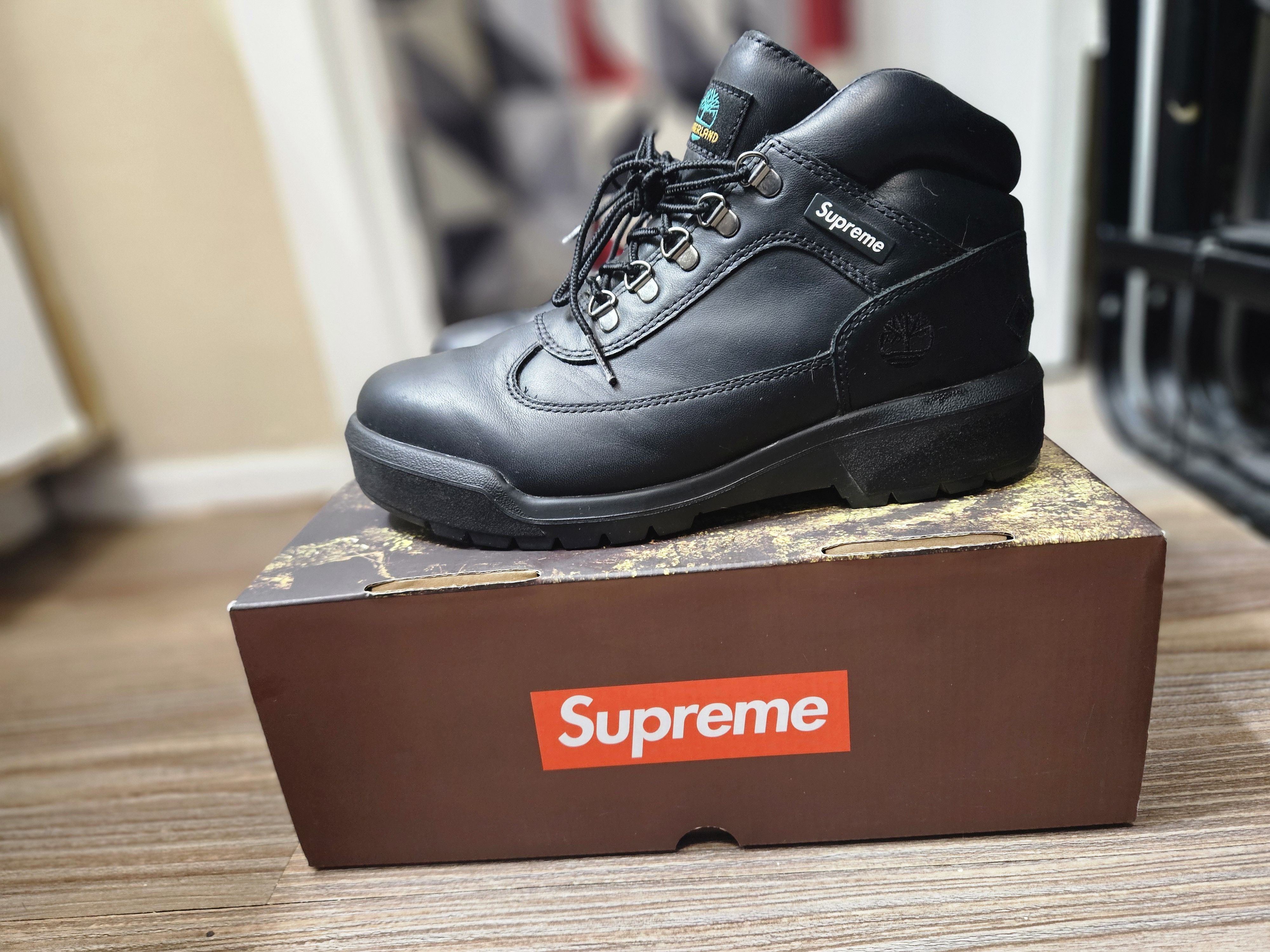 Supreme×Timberland fieldboot black Supreme Timberland Field Boot Black | Grailed