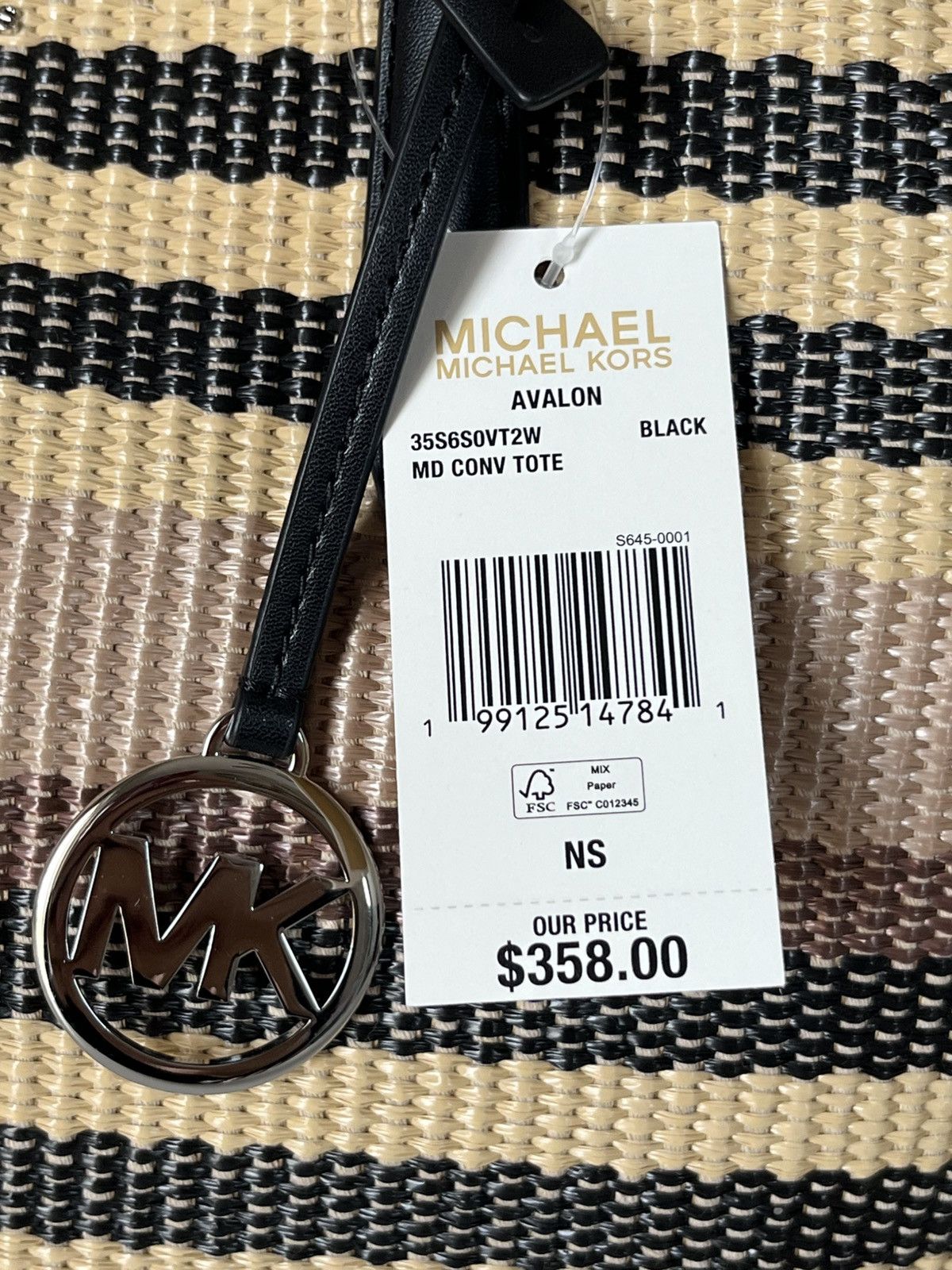 Michael Kors Michael Kors Avalon Medium Striped Woven Tote Bag Size ONE SIZE - 3 Thumbnail