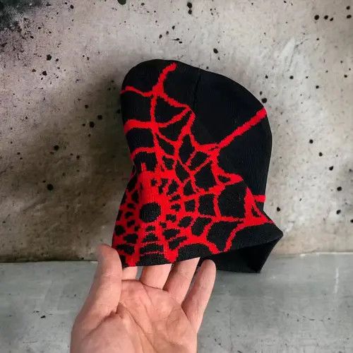 Japanese Brand × Vintage Japanese Vintage Spider Web Alt Punk Y2K Knitted Hat Size ONE SIZE - 3 Thumbnail