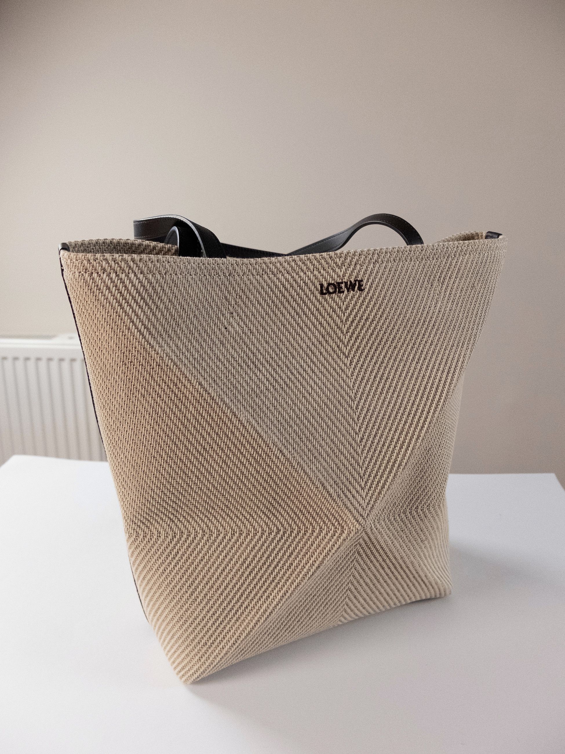 Loewe LOEWE Puzzle Fold beige cotton jacquard canvas tote bag Size ONE SIZE - 9 Thumbnail