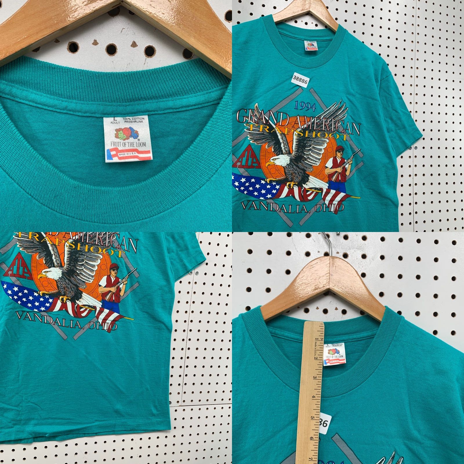 Fruit Of The Loom VINTAGE 90s Fruit of the Loom Graphic T-Shirt Men Large Blue Outdoor Hunt Trapshooting 21x28 Size US L / EU 52-54 / 3 - 8 Thumbnail