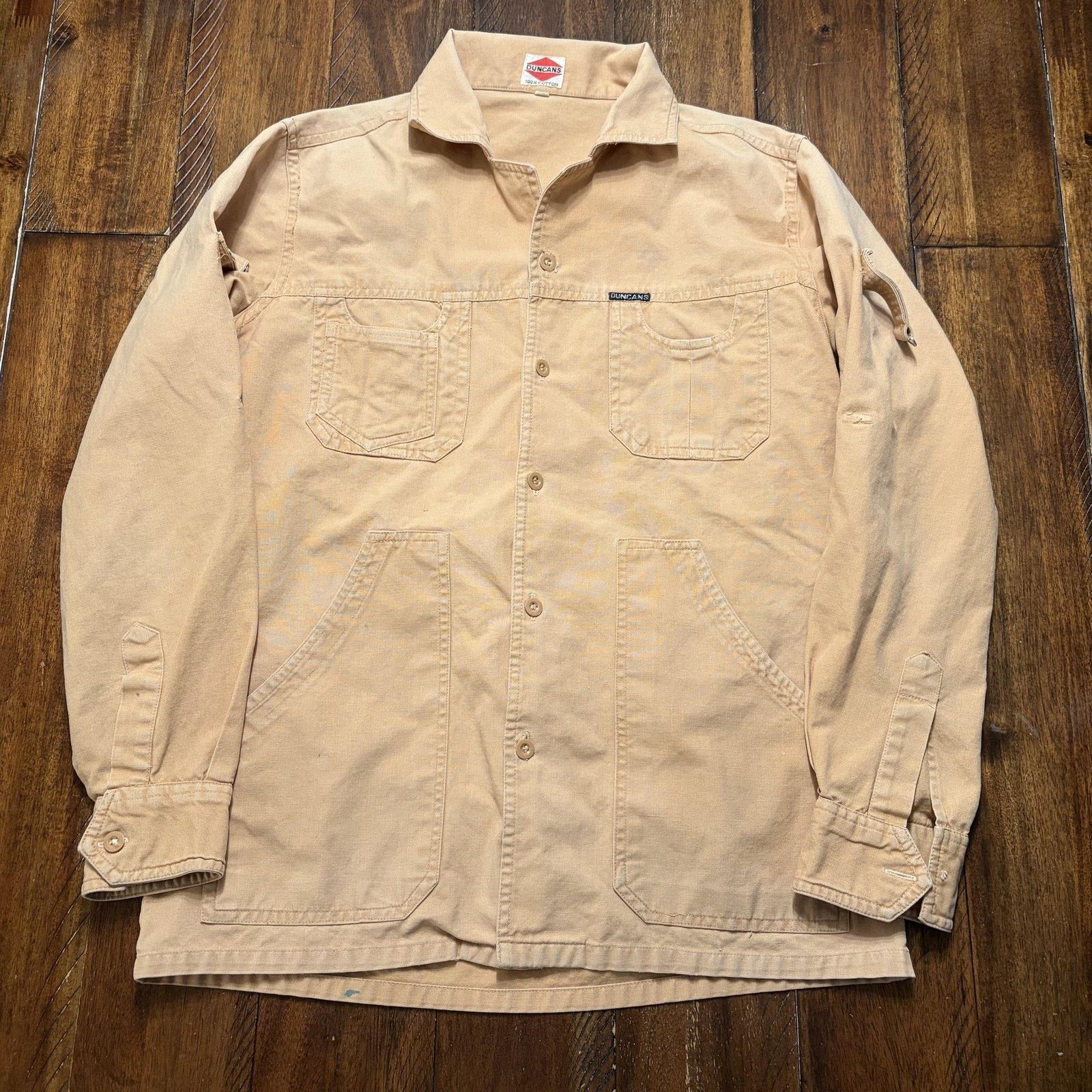 Vintage Duncans Jacket 50 Beige Cotton Canvas Workwear Chore Field Size US M / EU 48-50 / 2 - 2 Thumbnail