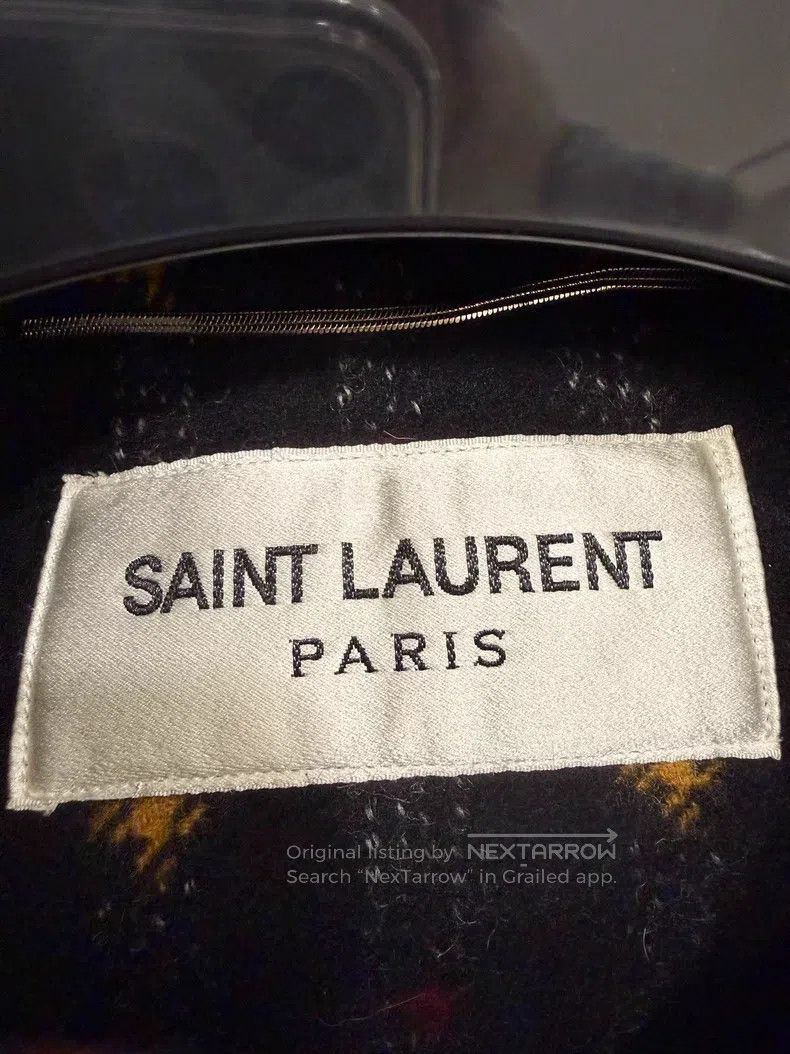 Saint Laurent Paris Saint Laurent Paris Wool Plaid Lapel Coat Size US M / EU 48-50 / 2 - 2 Thumbnail