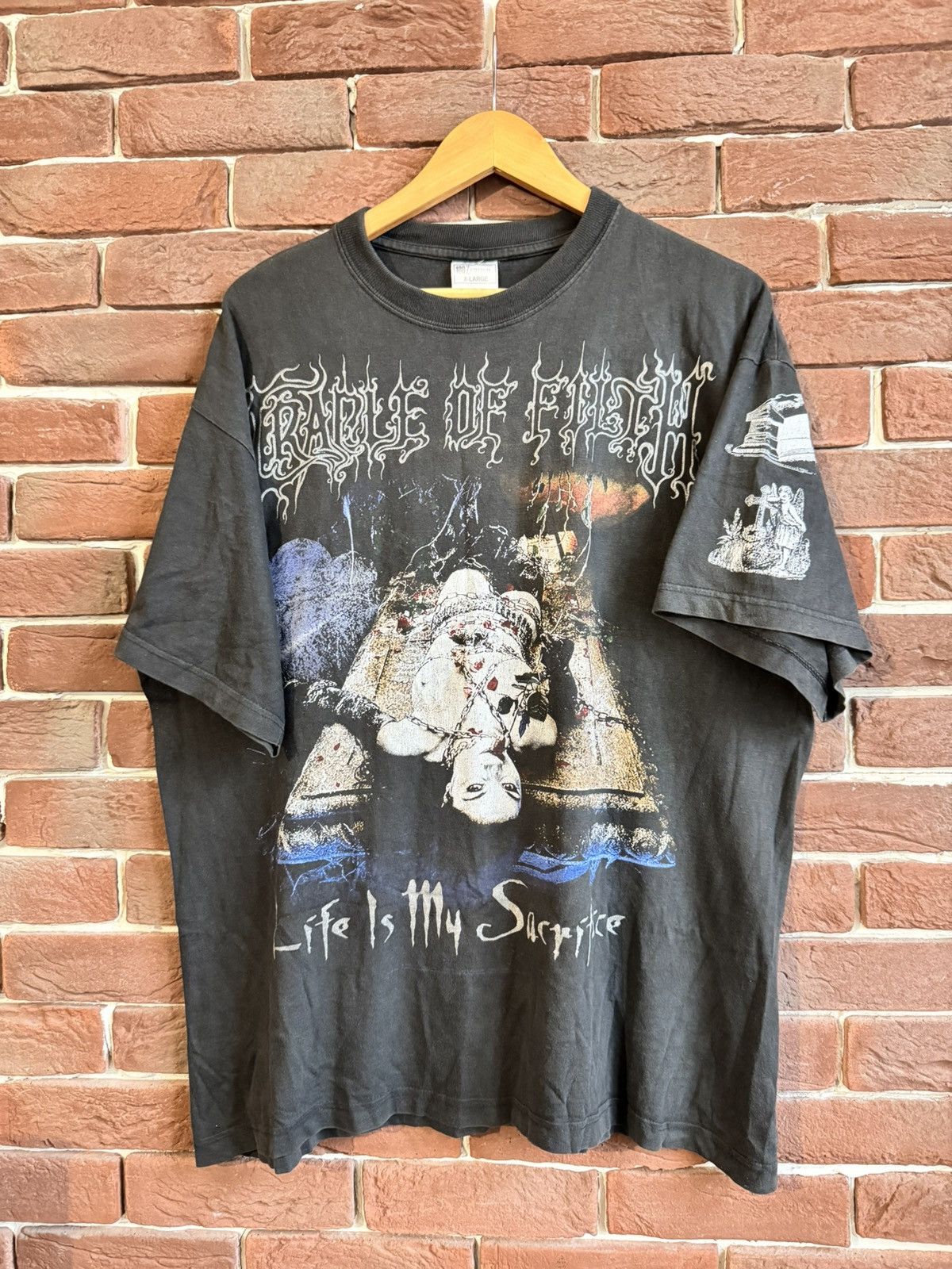 Band Tees Vintage 1998 Cradle of Filth Life Is Sacrifice Band Tshirt Size US XL / EU 56 / 4 - 1 Thumbnail